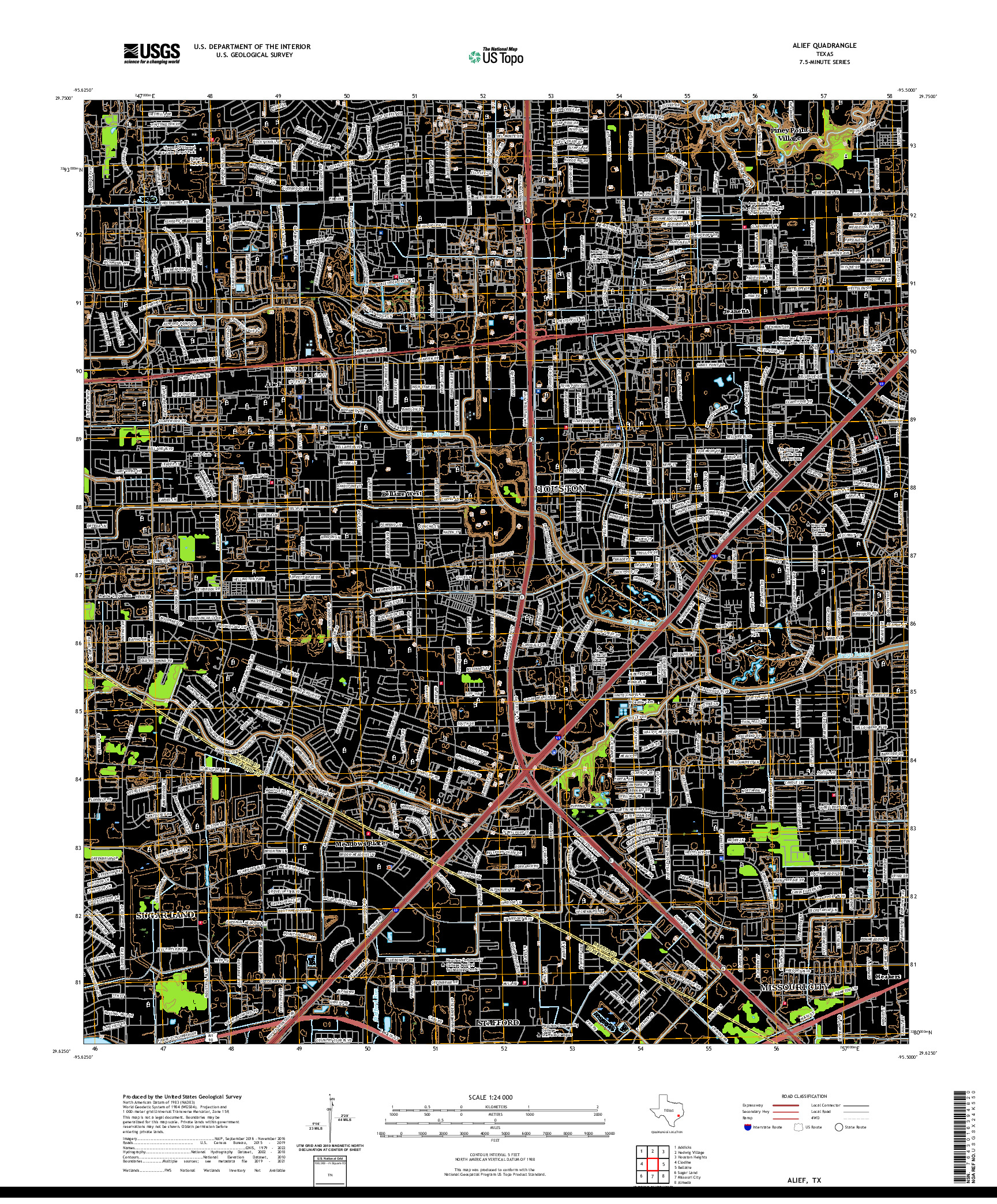 US TOPO 7.5-MINUTE MAP FOR ALIEF, TX