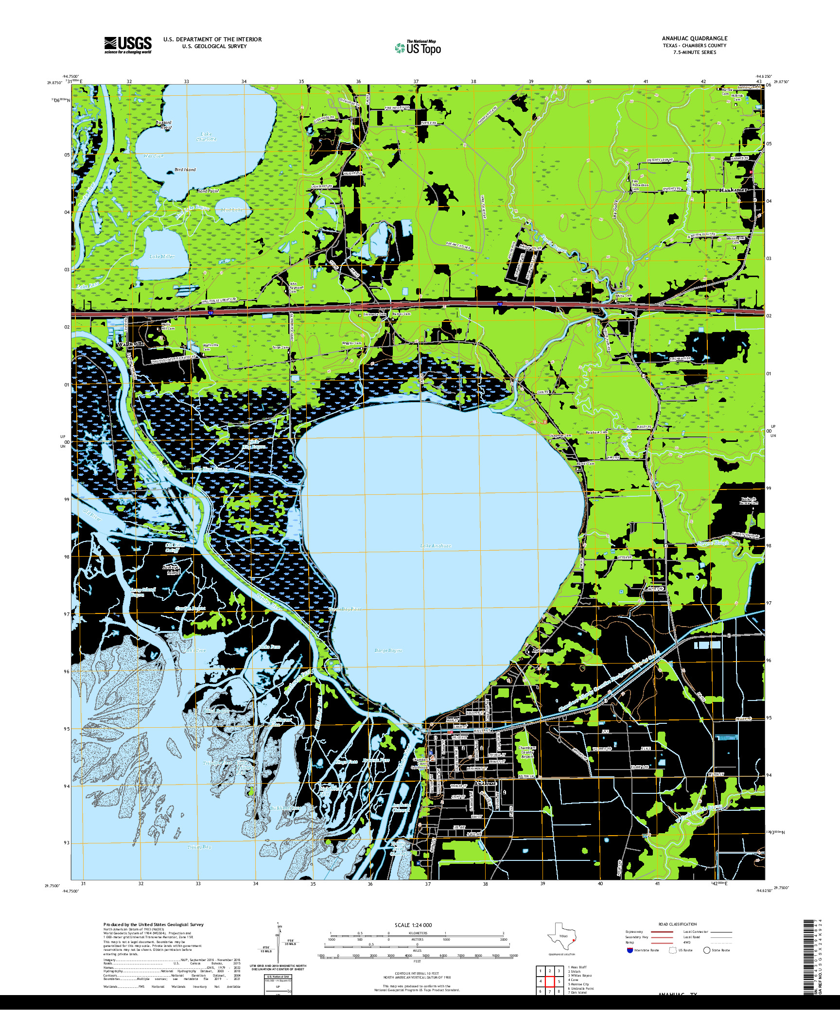 US TOPO 7.5-MINUTE MAP FOR ANAHUAC, TX