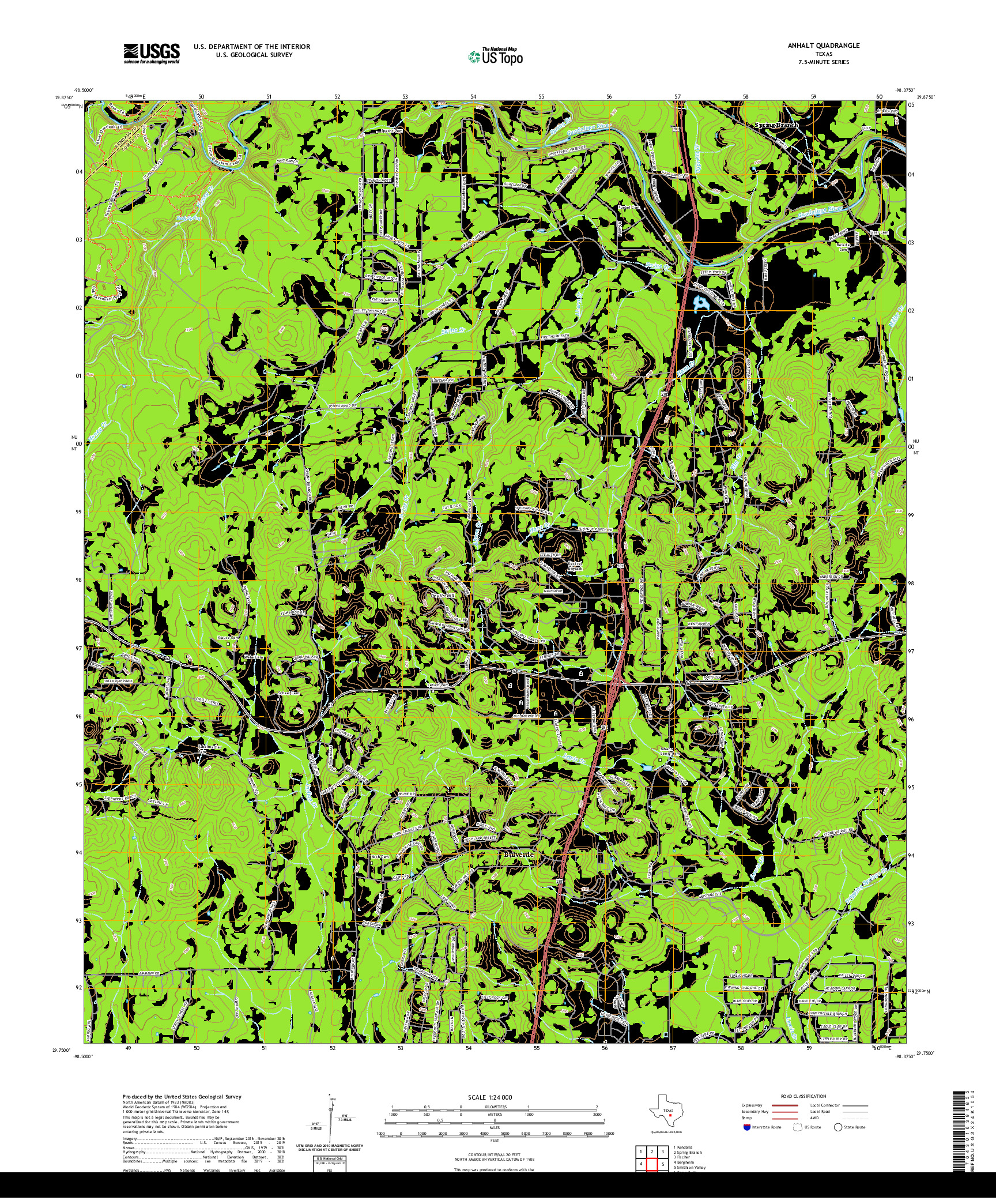 US TOPO 7.5-MINUTE MAP FOR ANHALT, TX