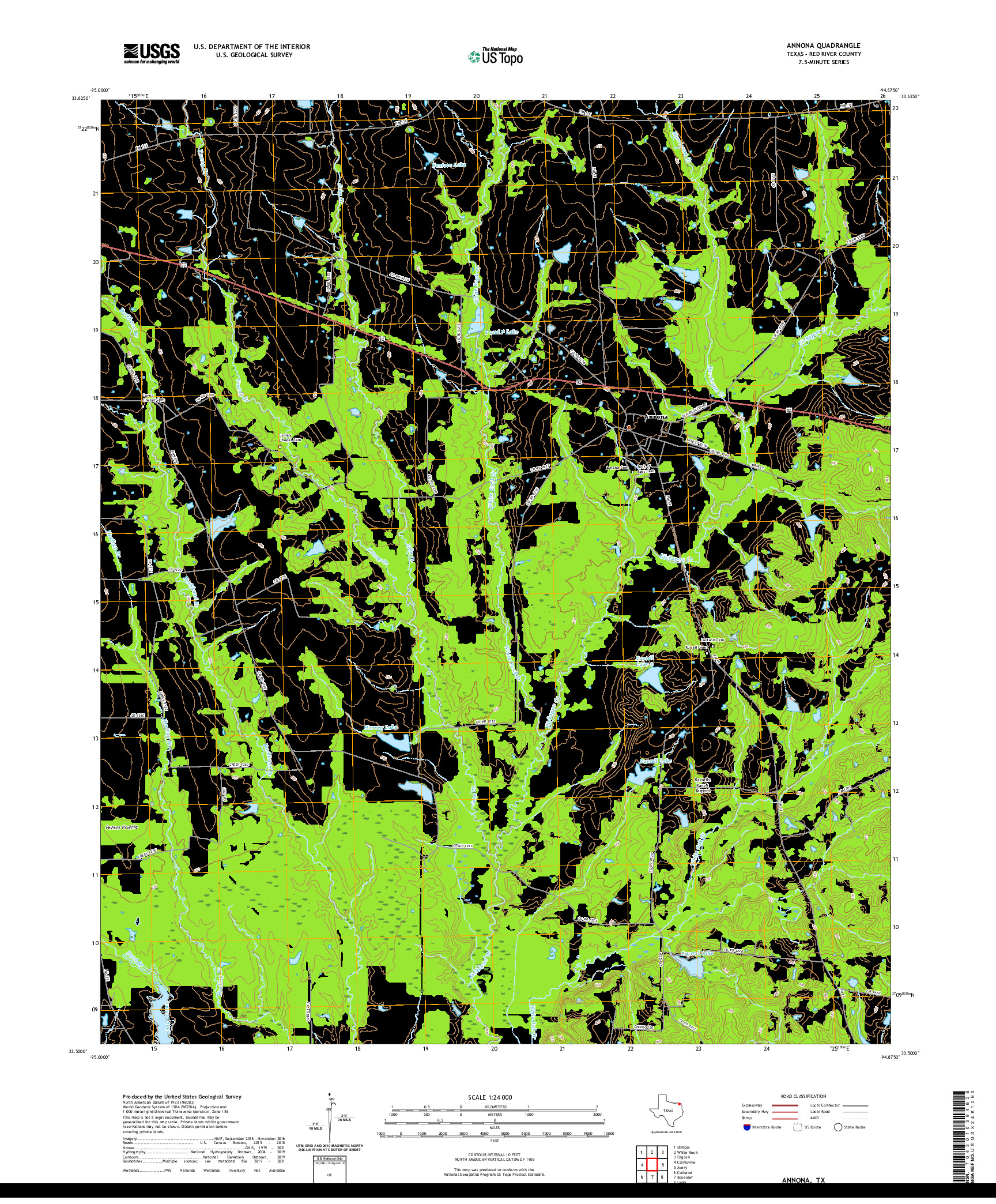 US TOPO 7.5-MINUTE MAP FOR ANNONA, TX