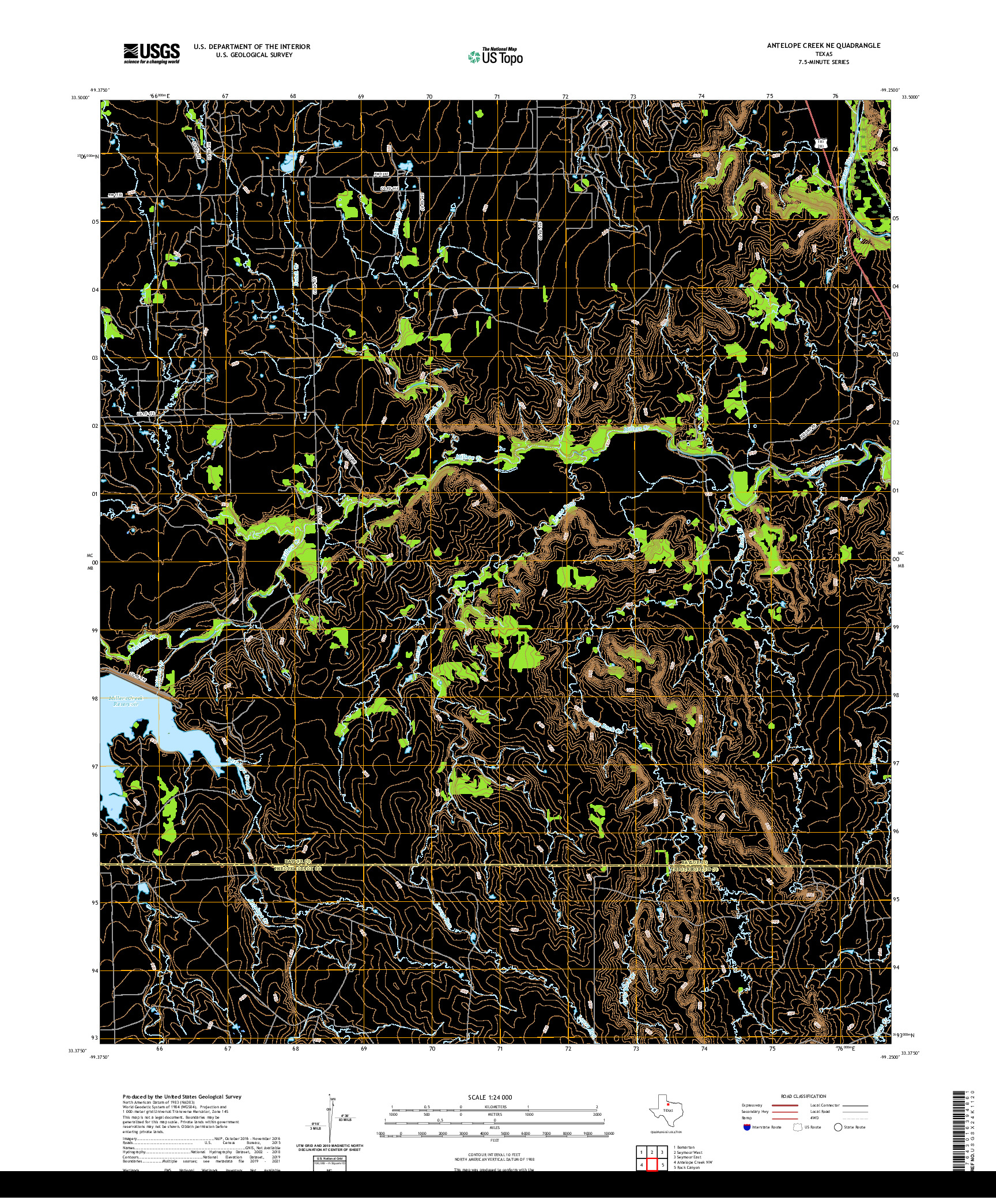 US TOPO 7.5-MINUTE MAP FOR ANTELOPE CREEK NE, TX