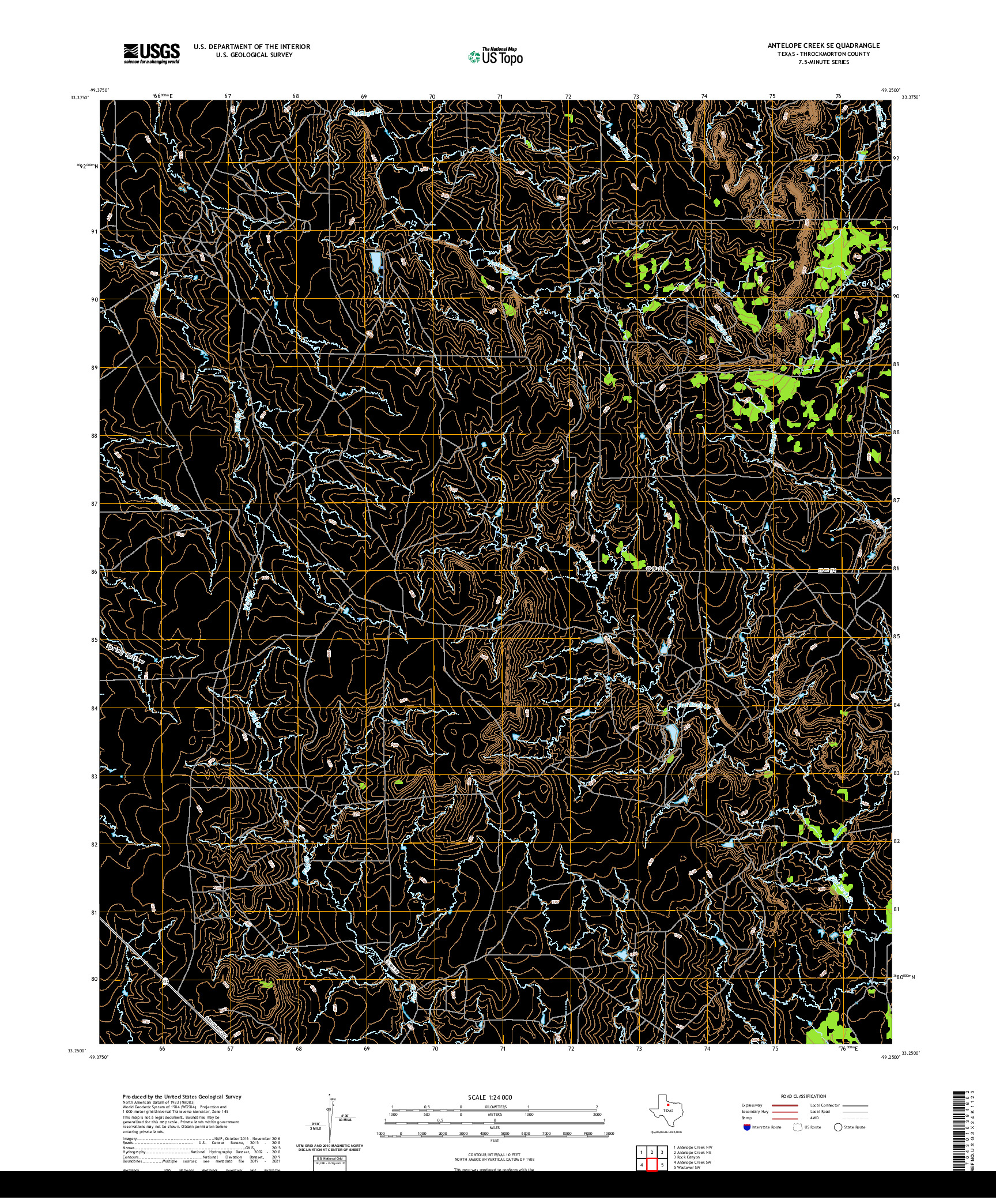 US TOPO 7.5-MINUTE MAP FOR ANTELOPE CREEK SE, TX