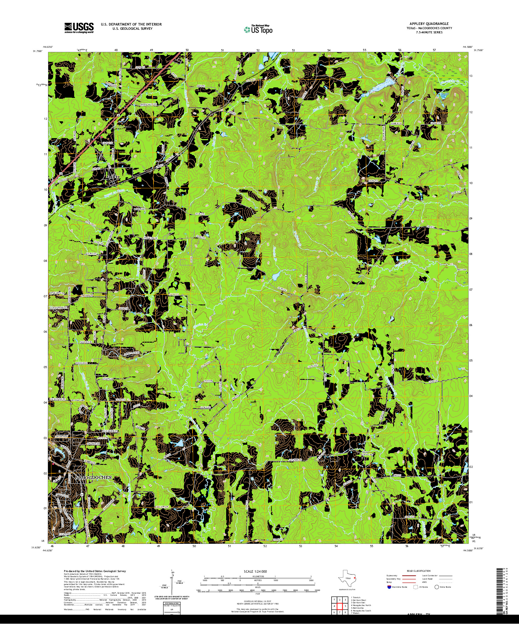 US TOPO 7.5-MINUTE MAP FOR APPLEBY, TX