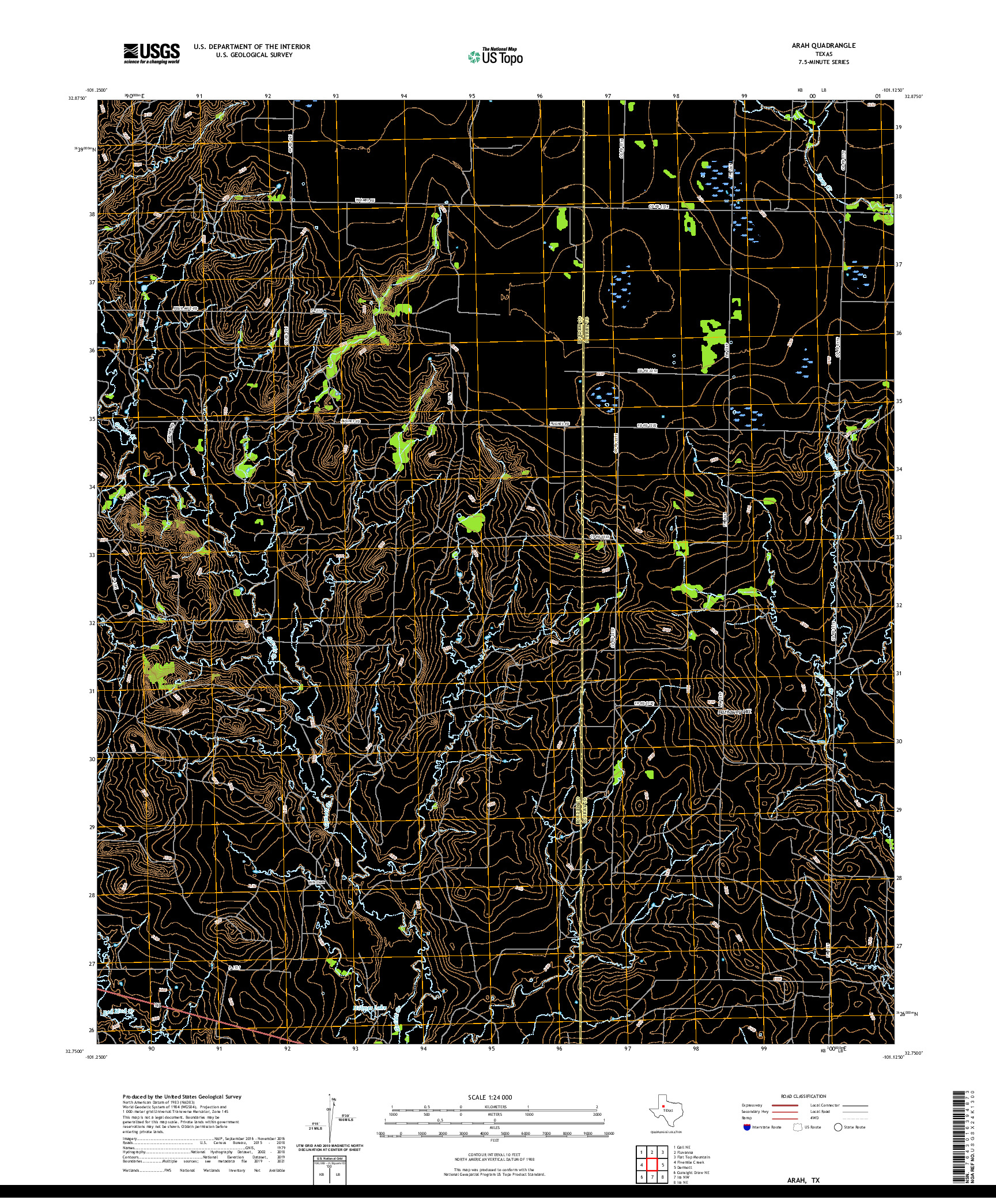 US TOPO 7.5-MINUTE MAP FOR ARAH, TX