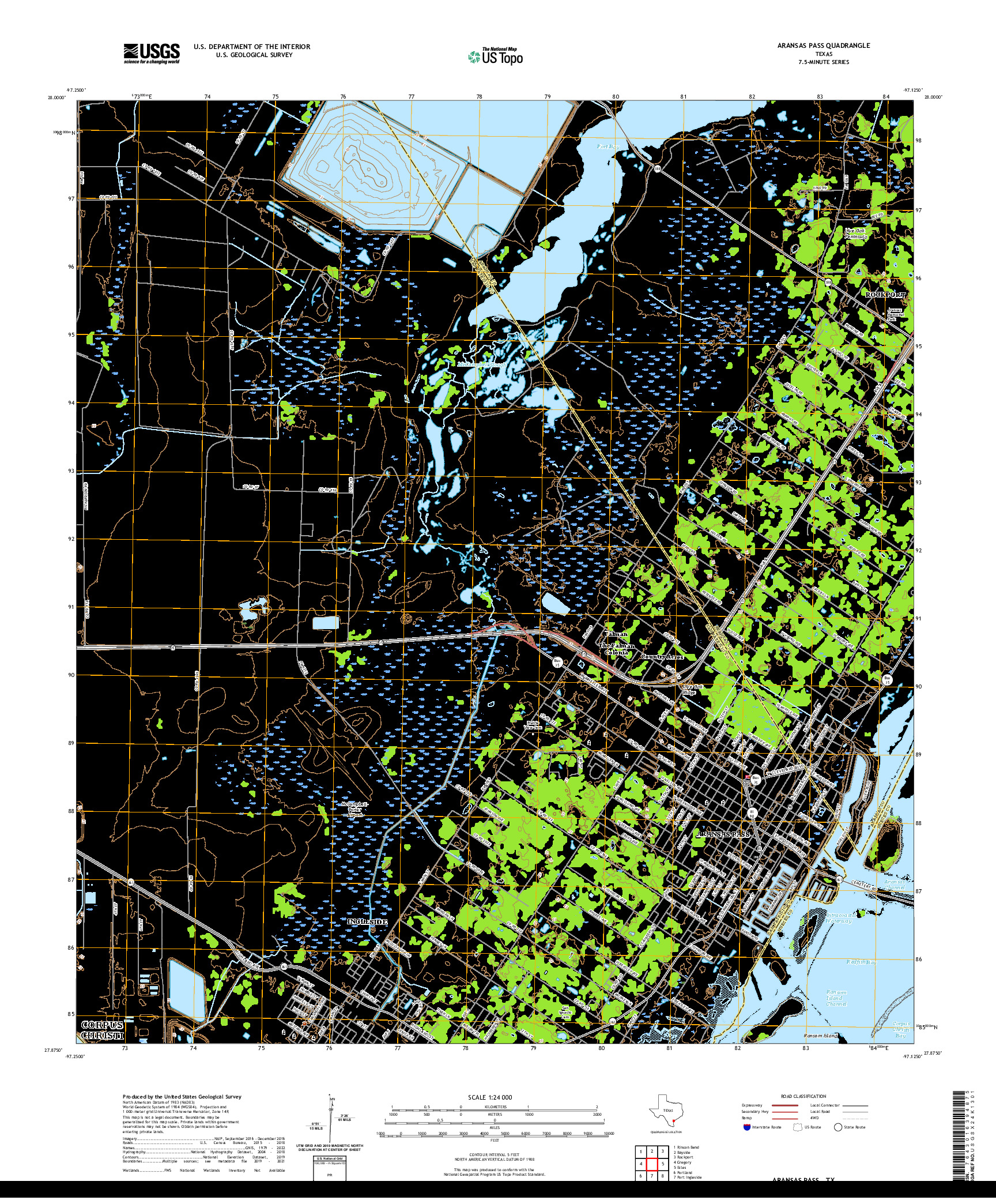 US TOPO 7.5-MINUTE MAP FOR ARANSAS PASS, TX