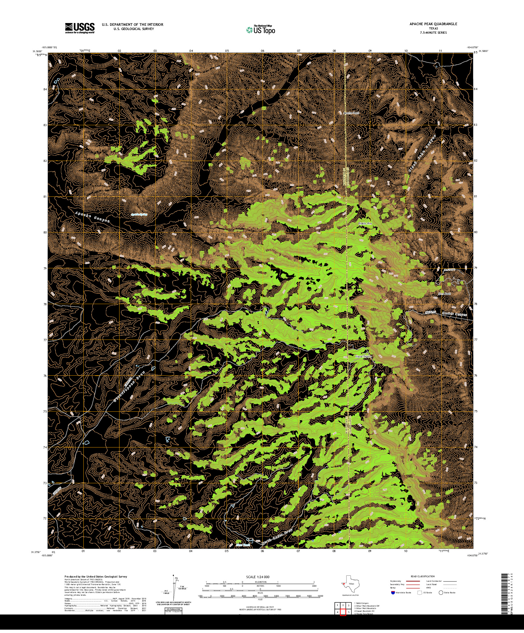 US TOPO 7.5-MINUTE MAP FOR APACHE PEAK, TX