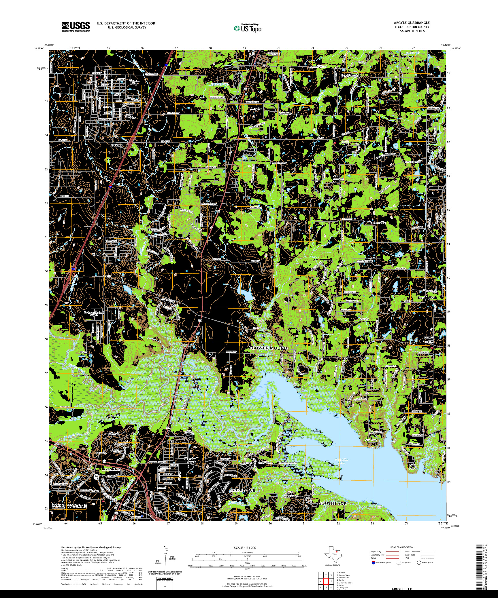 US TOPO 7.5-MINUTE MAP FOR ARGYLE, TX