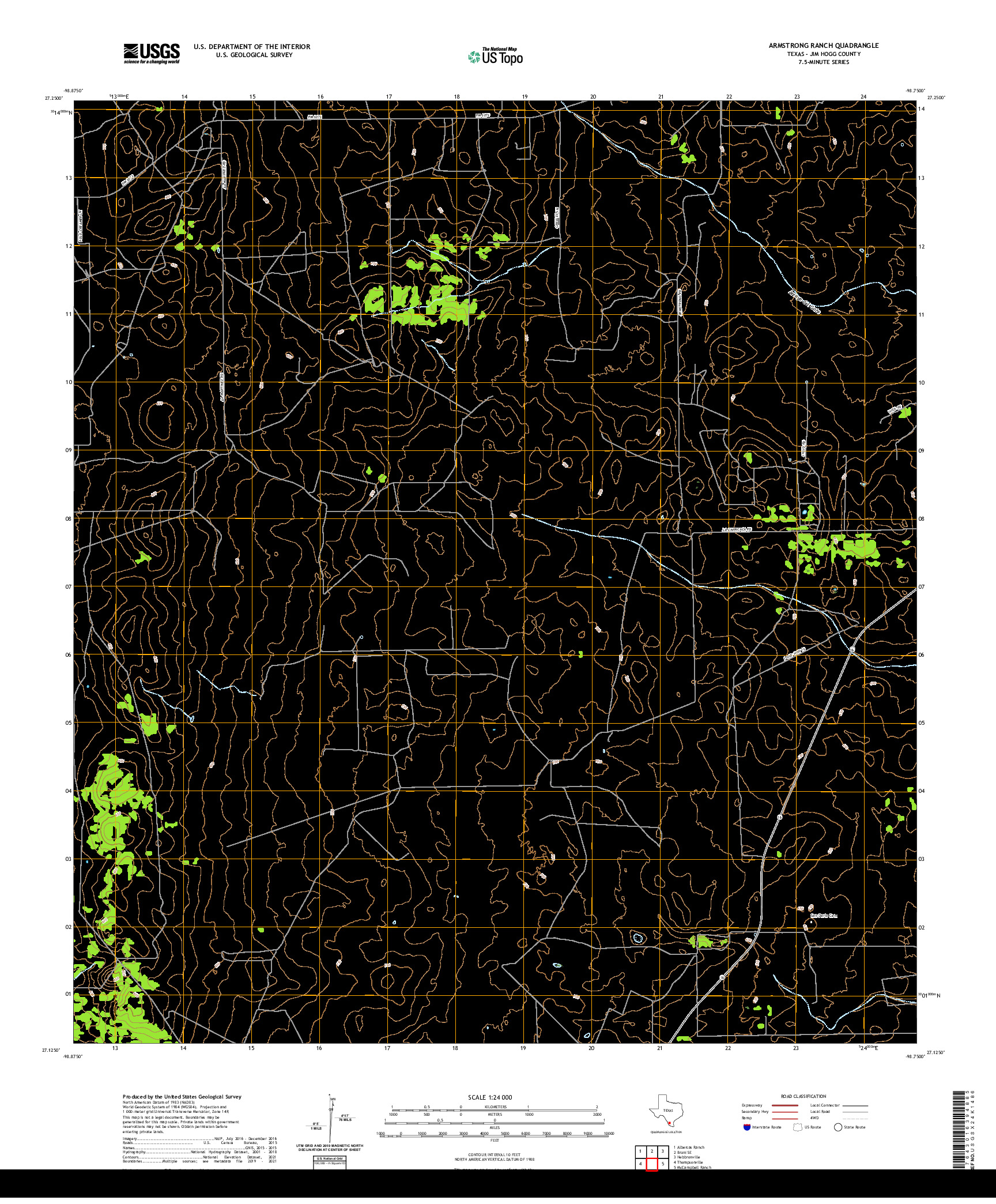 US TOPO 7.5-MINUTE MAP FOR ARMSTRONG RANCH, TX