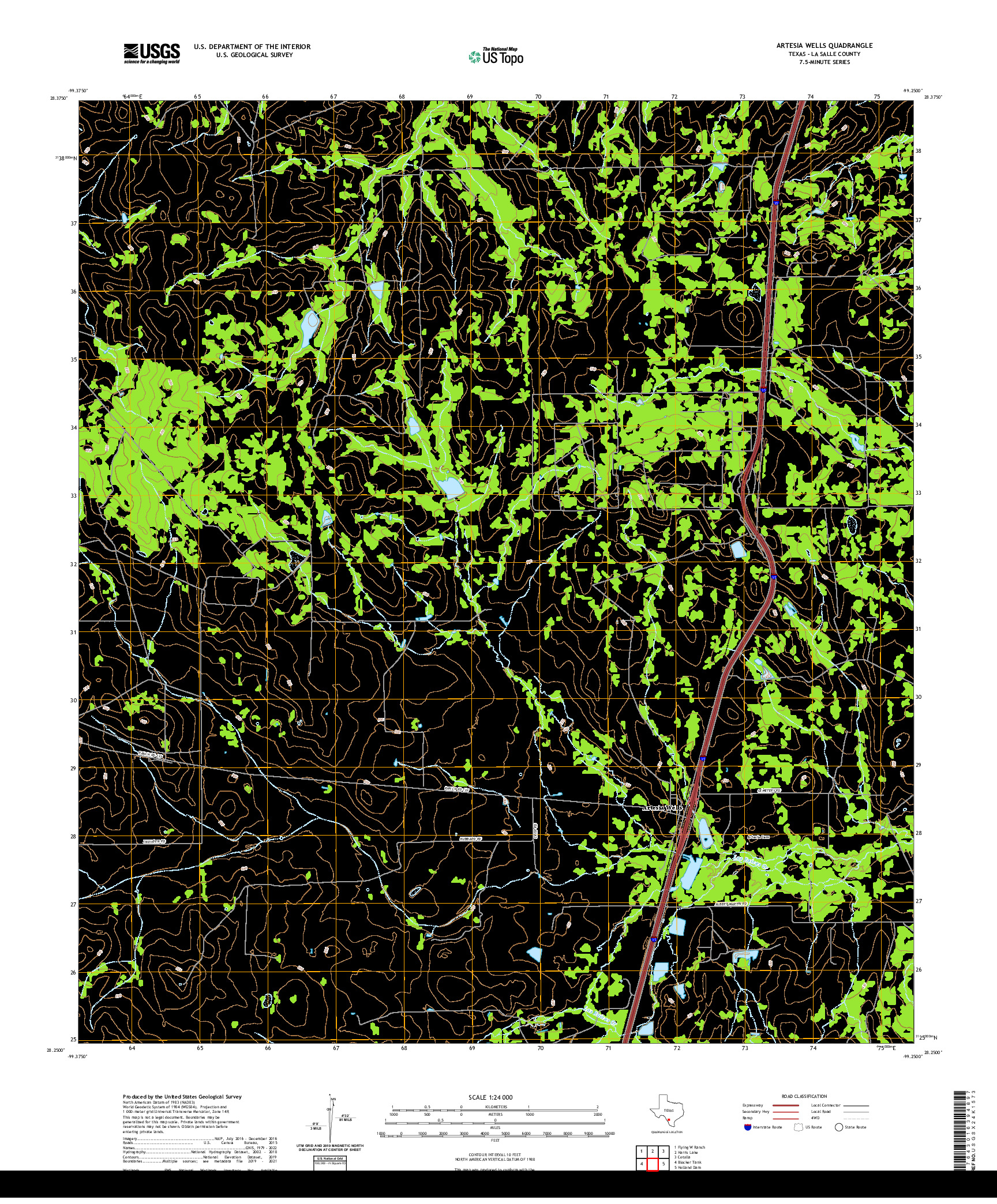 US TOPO 7.5-MINUTE MAP FOR ARTESIA WELLS, TX