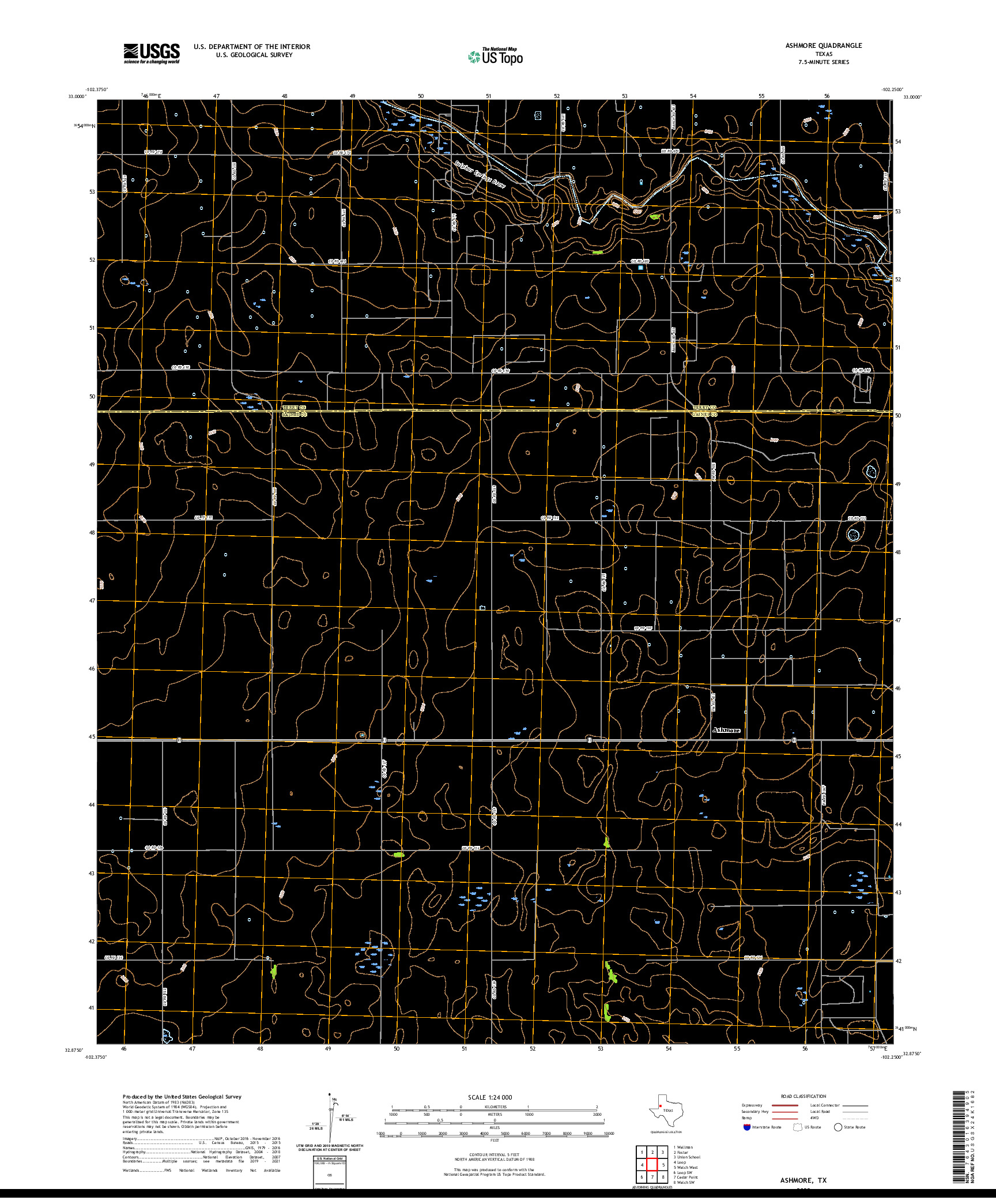 US TOPO 7.5-MINUTE MAP FOR ASHMORE, TX