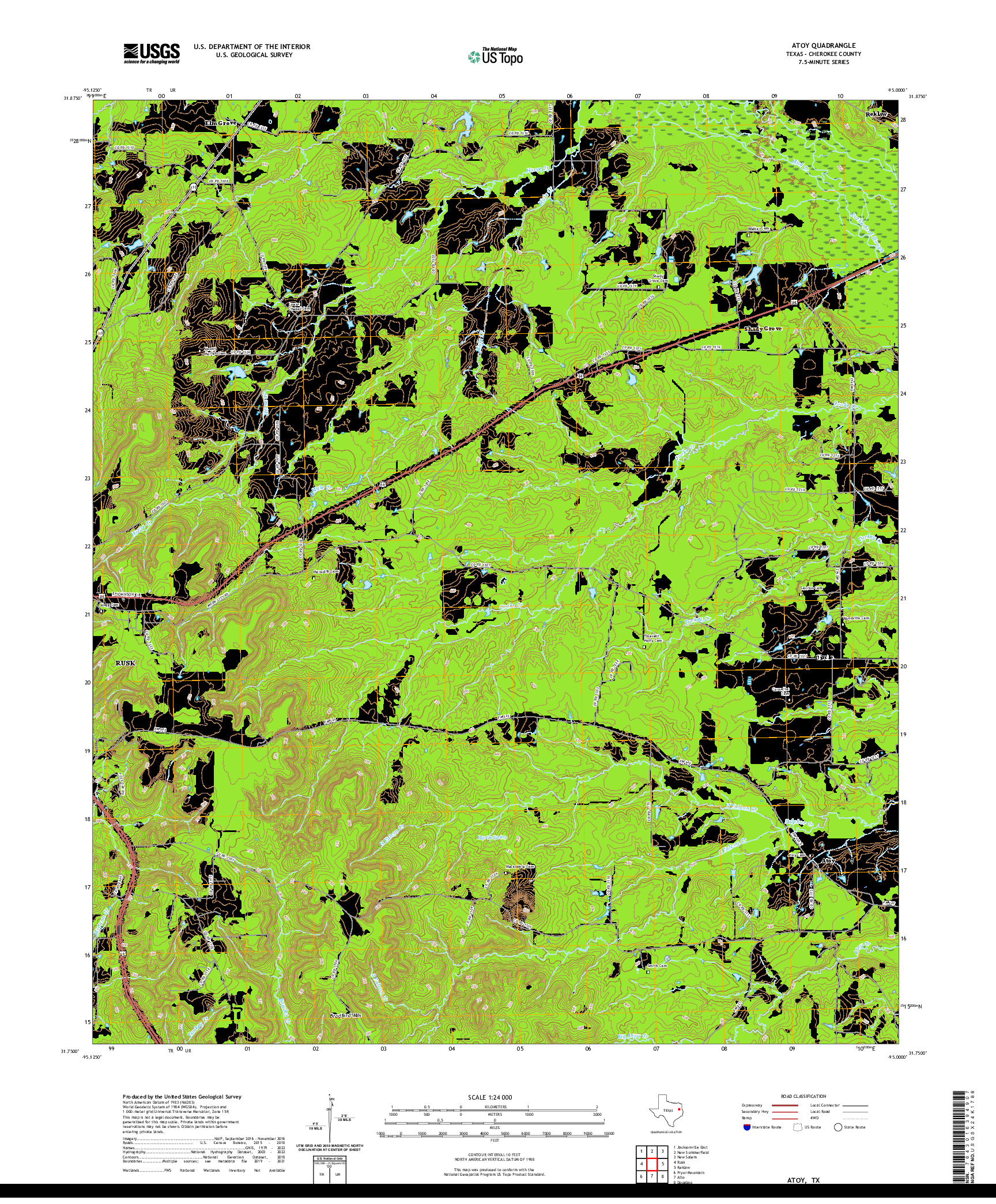 US TOPO 7.5-MINUTE MAP FOR ATOY, TX