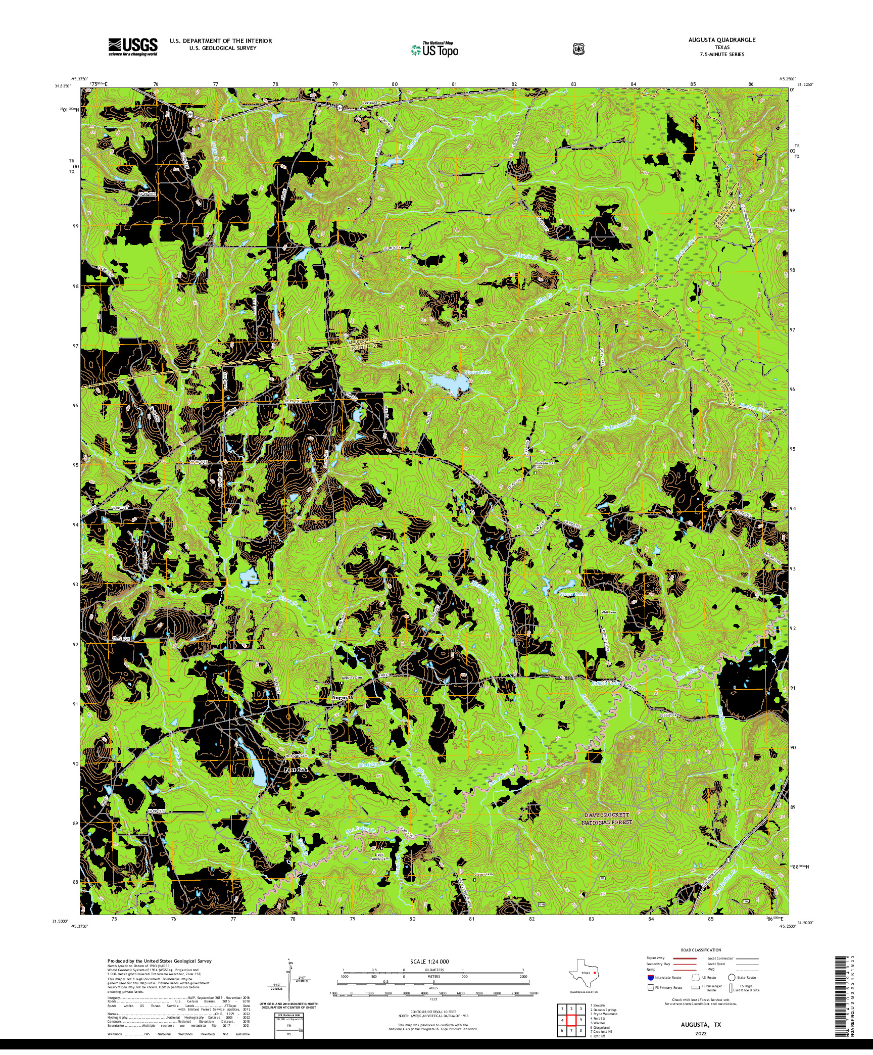 US TOPO 7.5-MINUTE MAP FOR AUGUSTA, TX