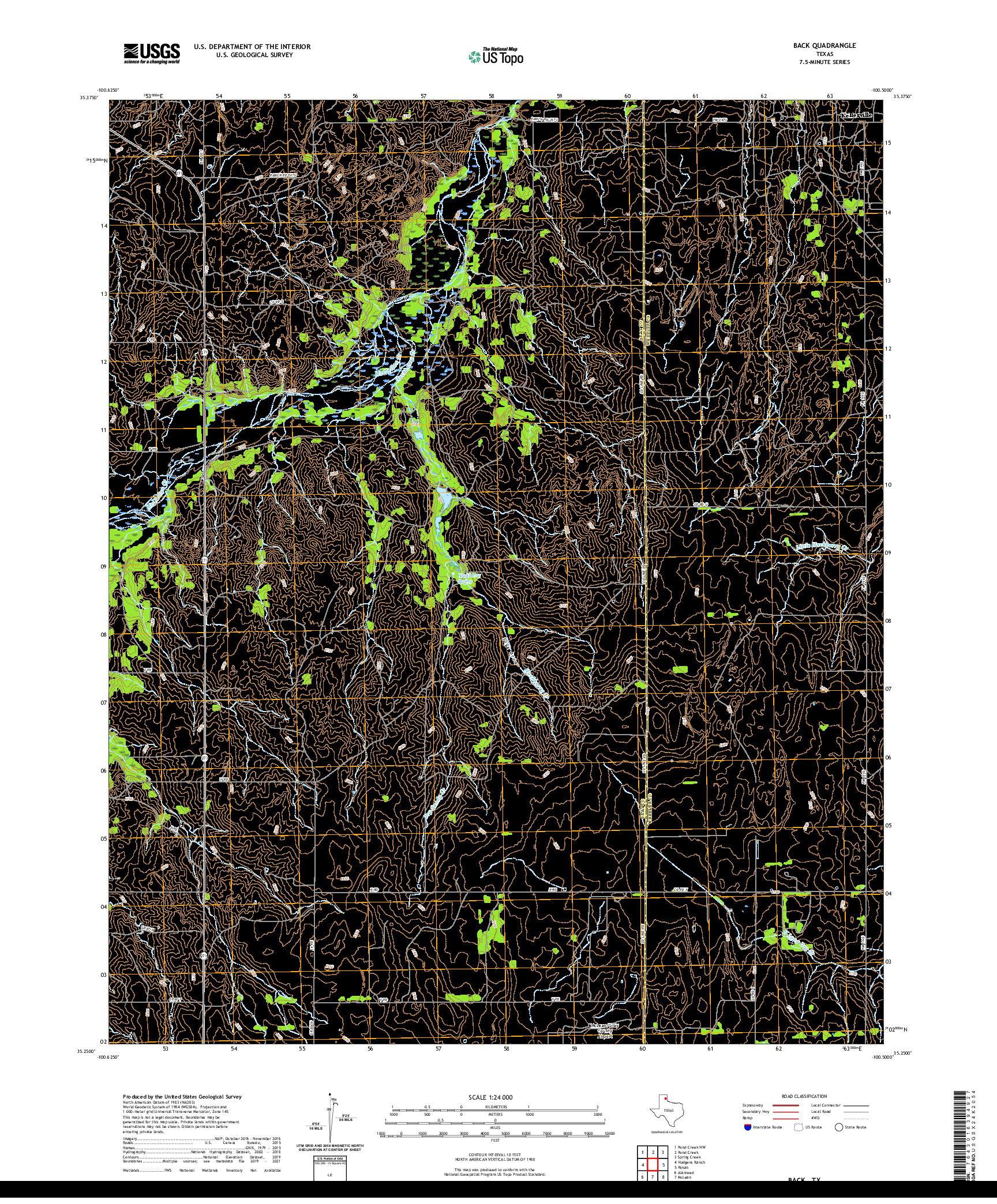 US TOPO 7.5-MINUTE MAP FOR BACK, TX