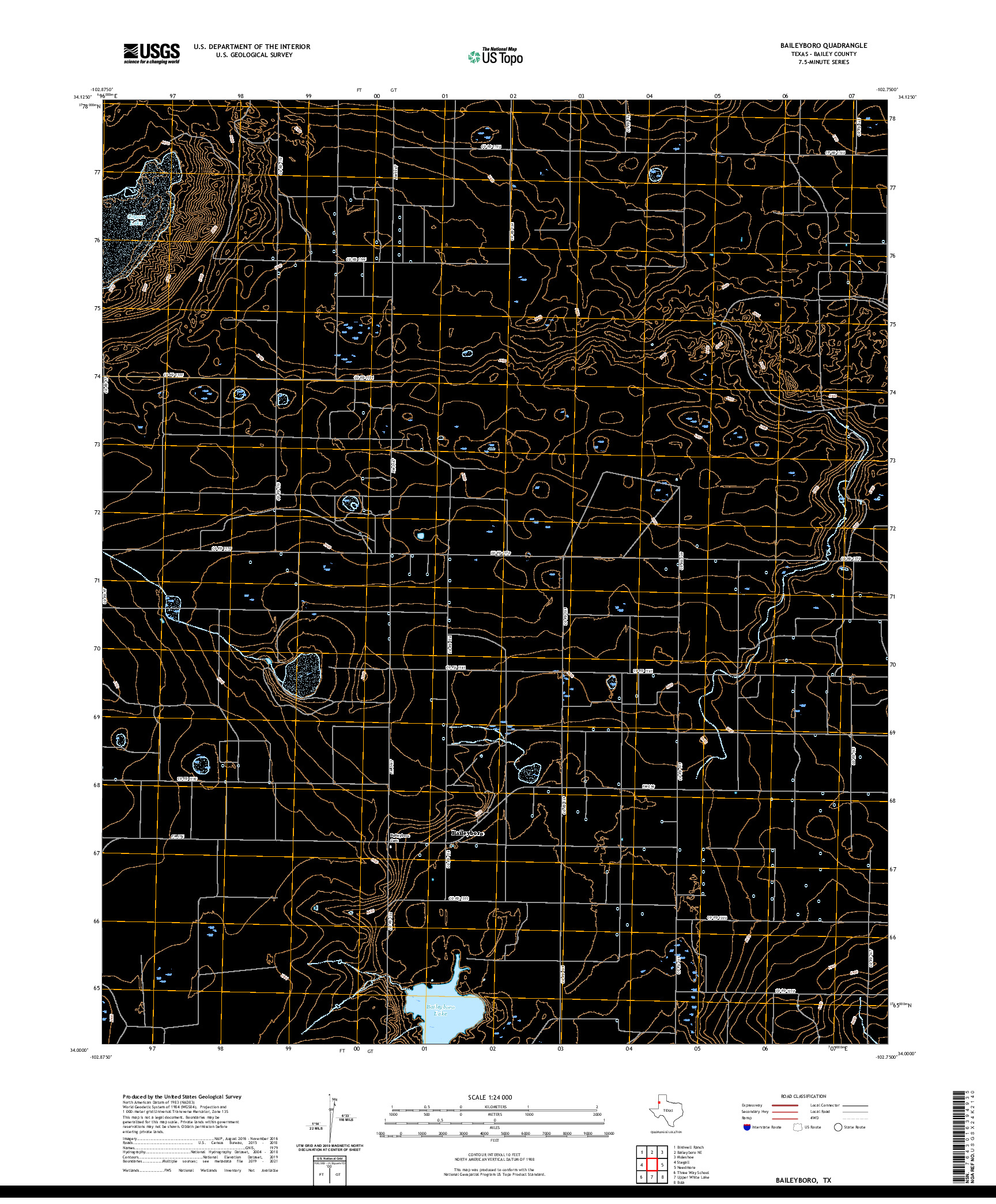 US TOPO 7.5-MINUTE MAP FOR BAILEYBORO, TX