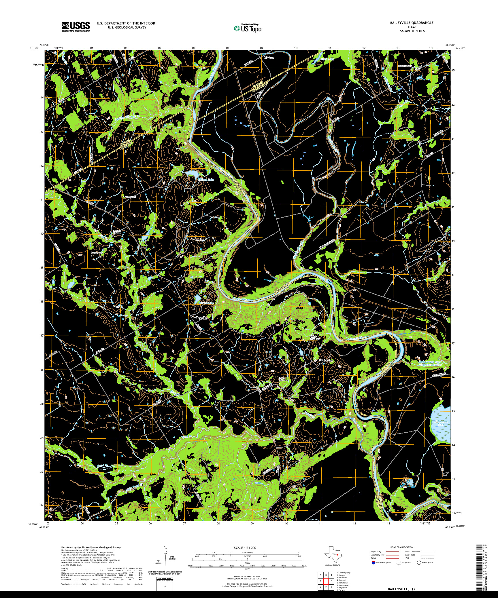 US TOPO 7.5-MINUTE MAP FOR BAILEYVILLE, TX