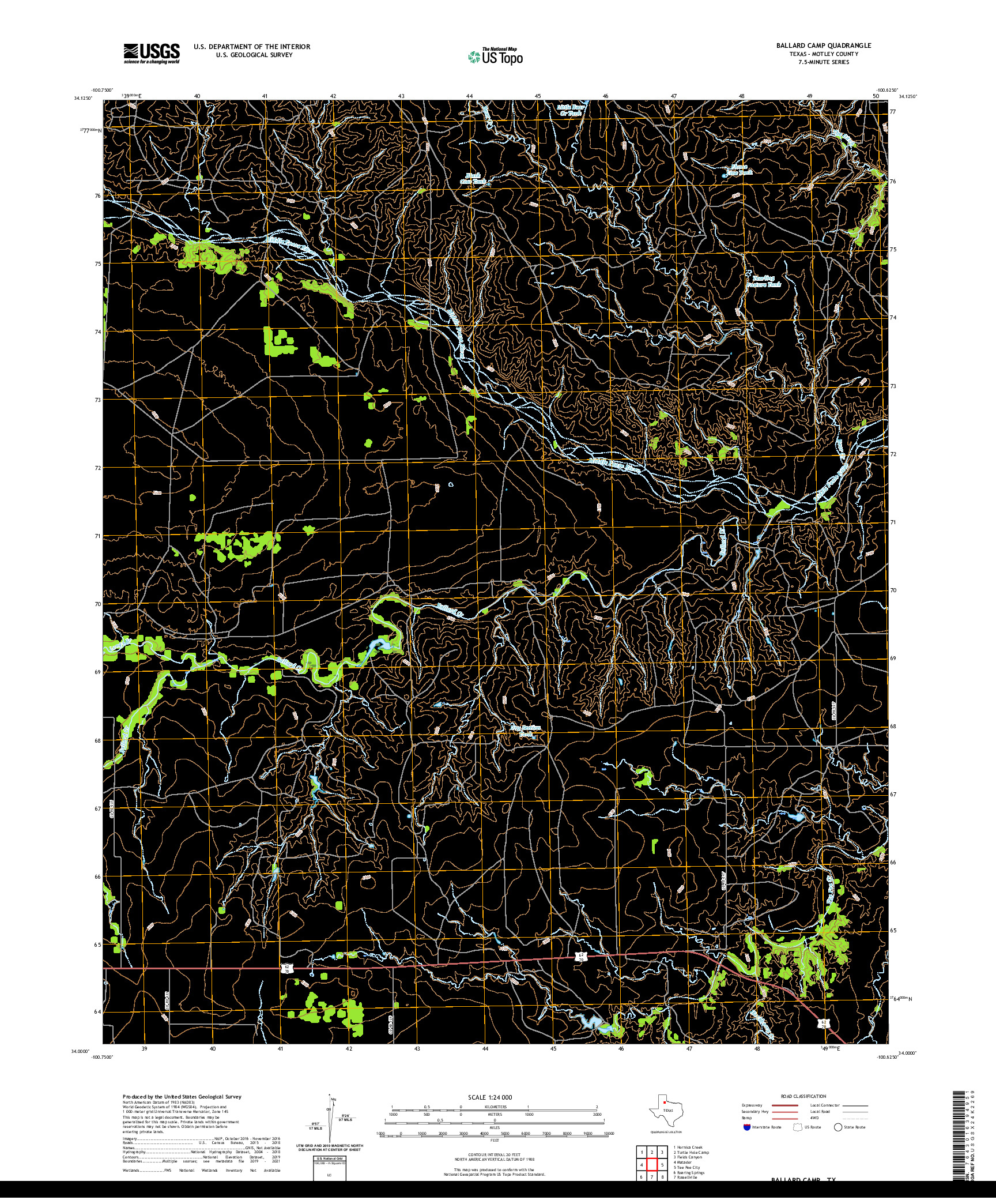 US TOPO 7.5-MINUTE MAP FOR BALLARD CAMP, TX