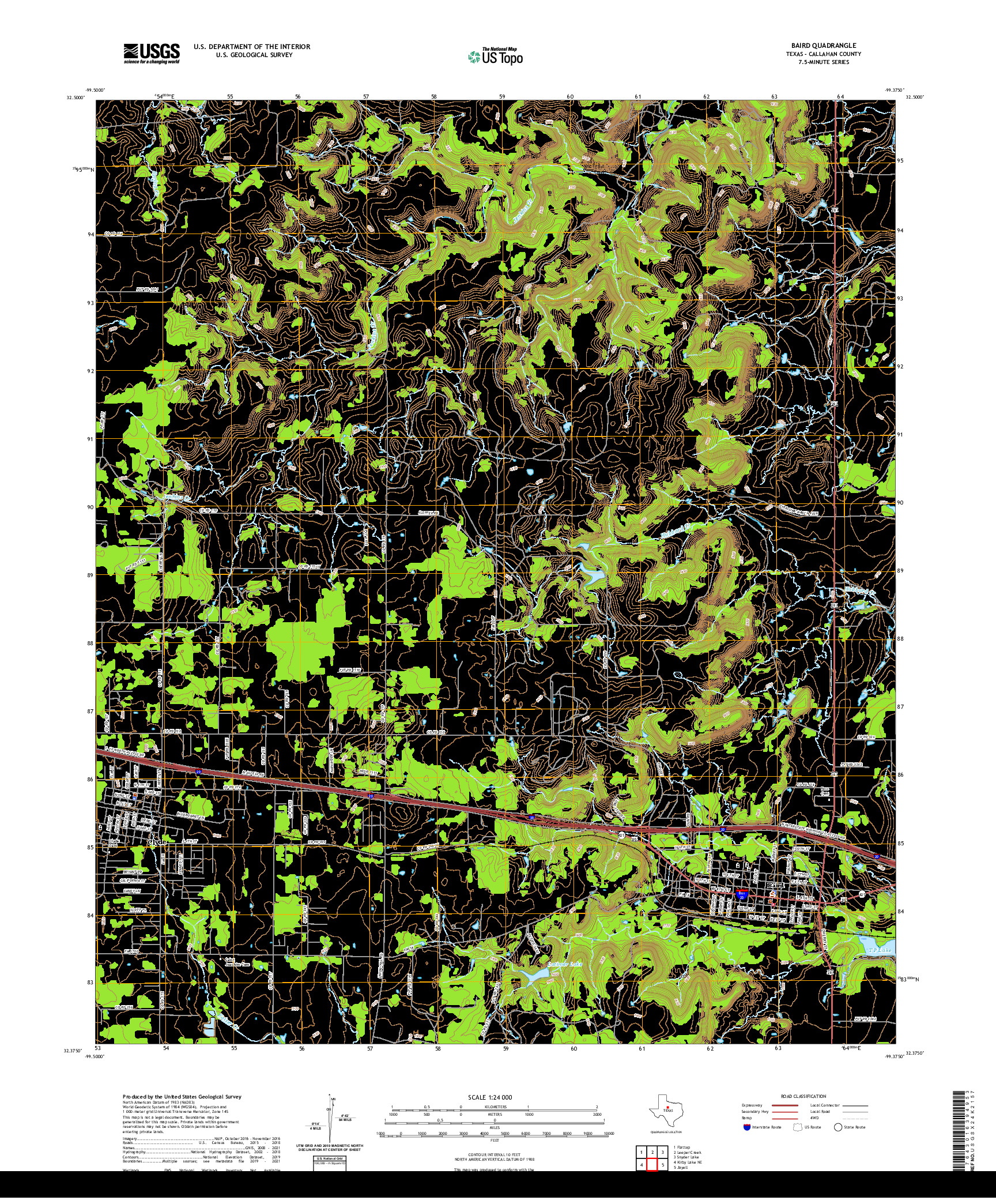 US TOPO 7.5-MINUTE MAP FOR BAIRD, TX