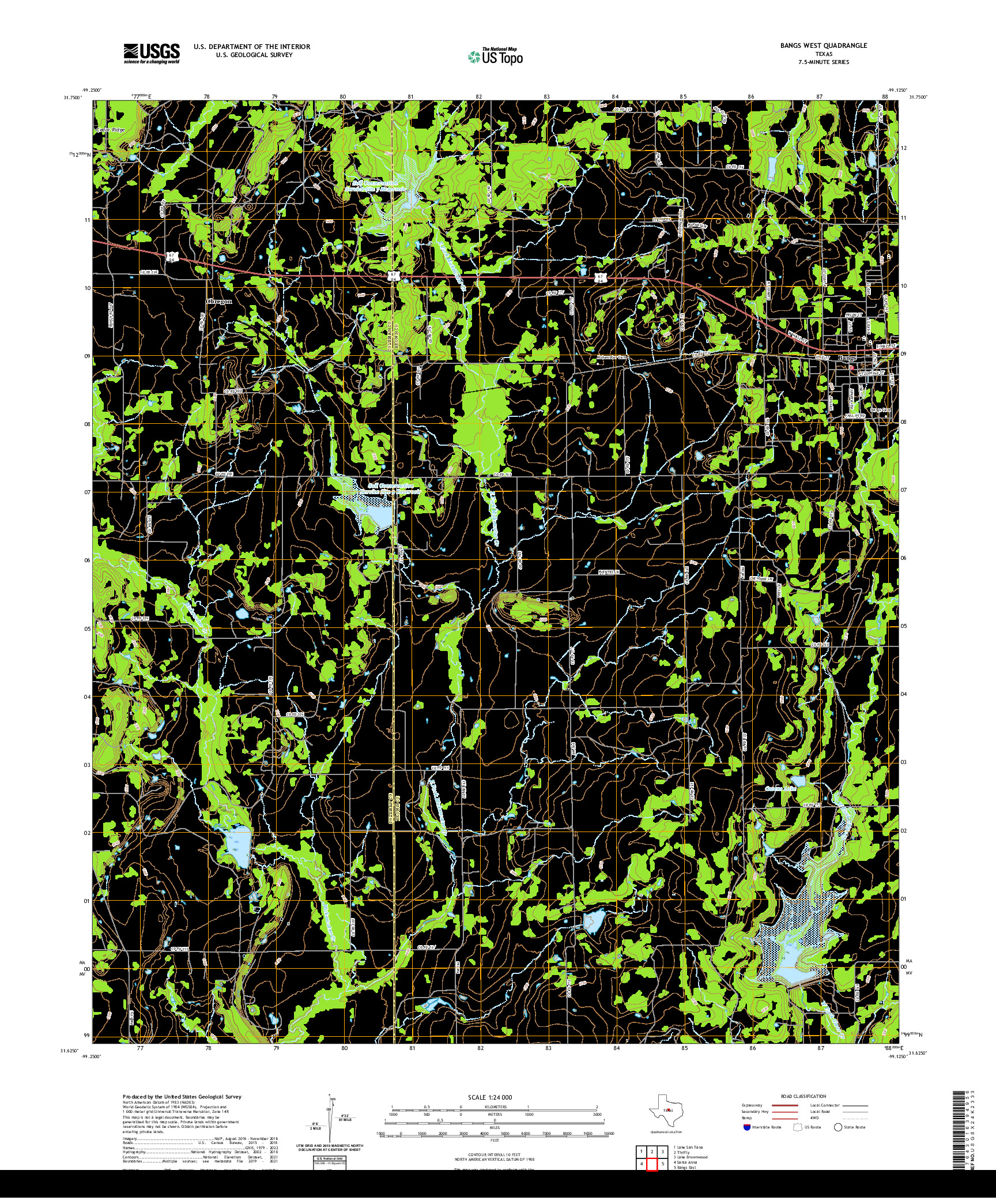 US TOPO 7.5-MINUTE MAP FOR BANGS WEST, TX