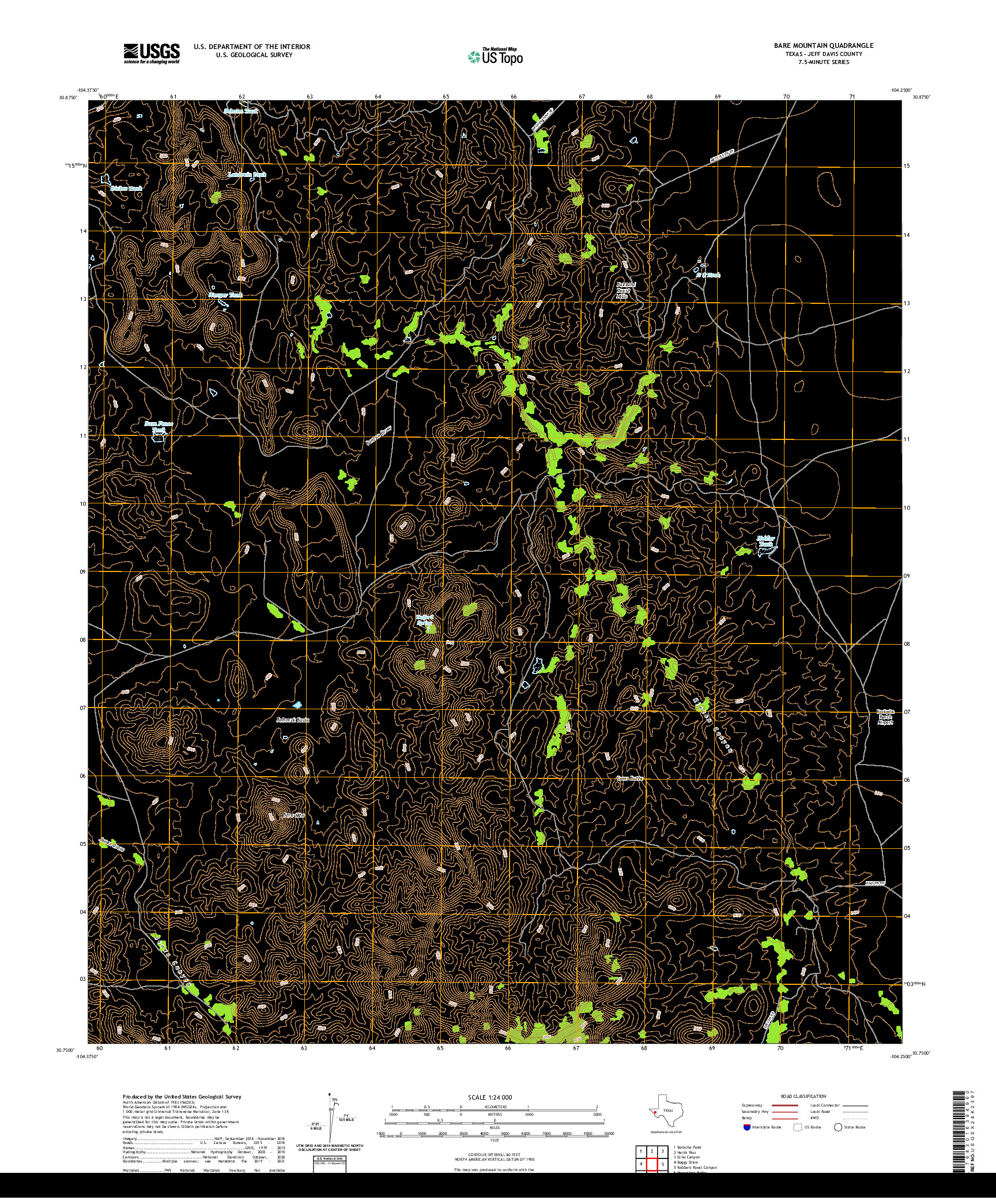 US TOPO 7.5-MINUTE MAP FOR BARE MOUNTAIN, TX