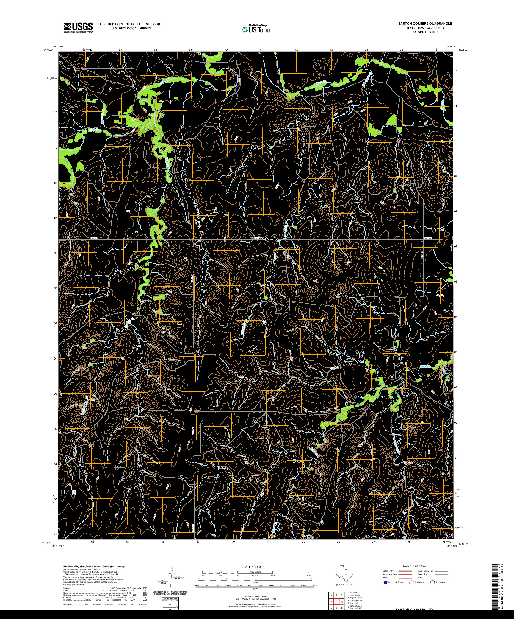 US TOPO 7.5-MINUTE MAP FOR BARTON CORNERS, TX