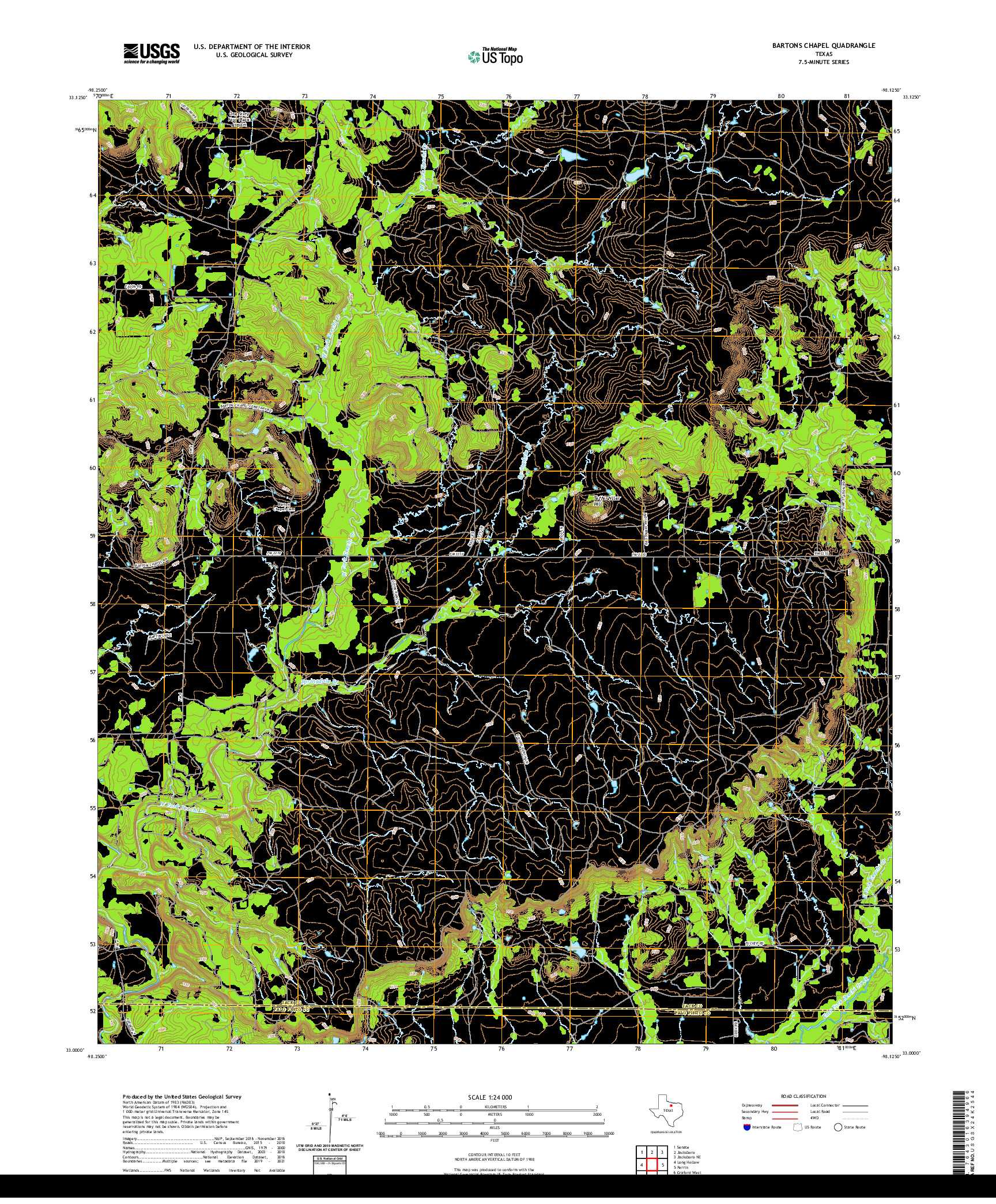 US TOPO 7.5-MINUTE MAP FOR BARTONS CHAPEL, TX