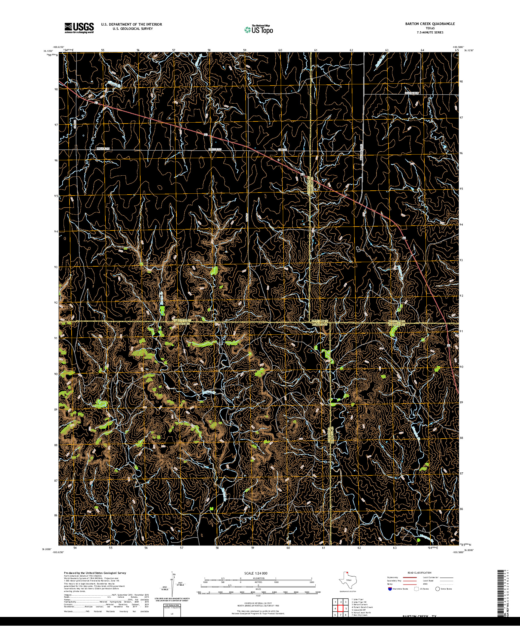 US TOPO 7.5-MINUTE MAP FOR BARTON CREEK, TX