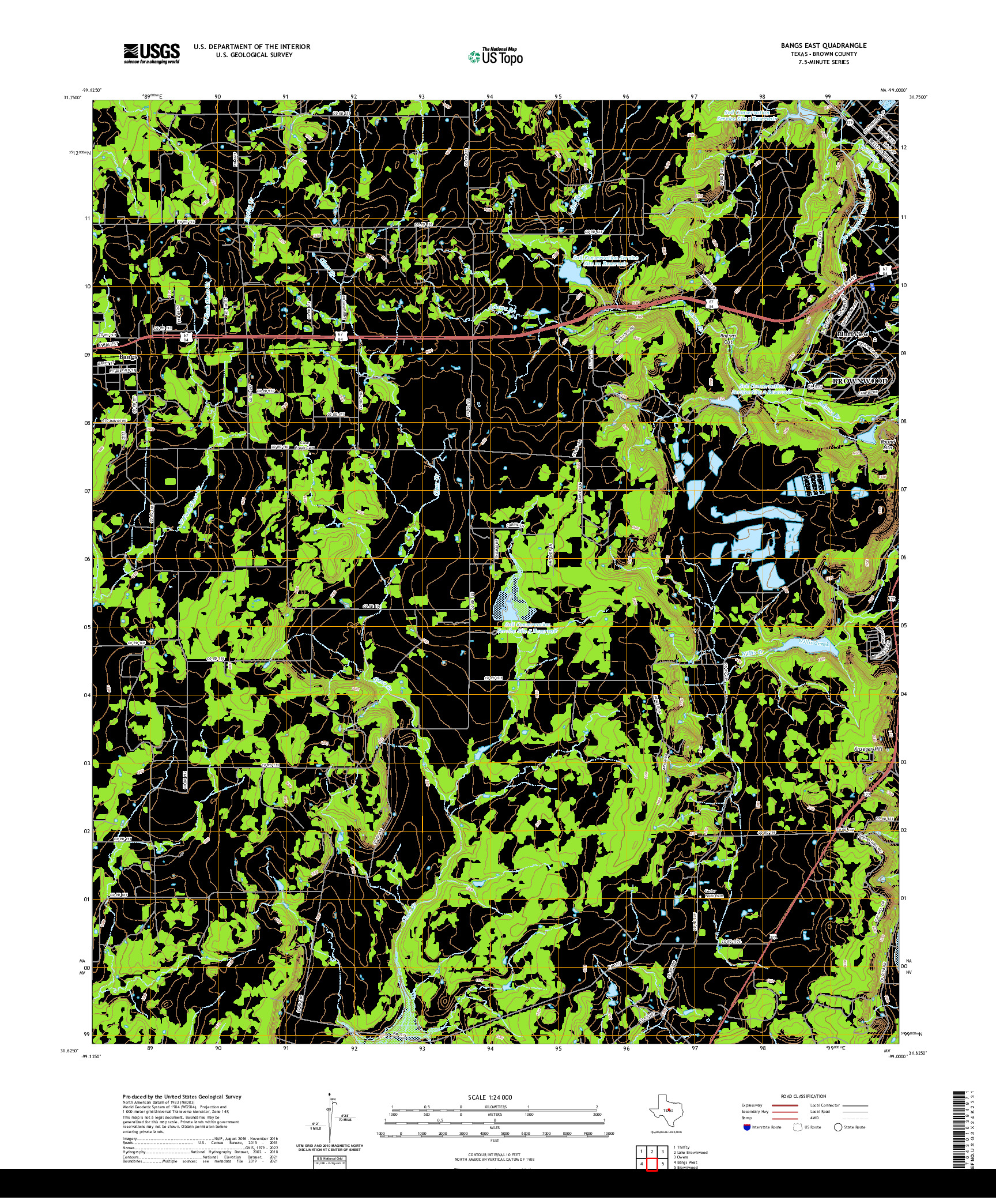 US TOPO 7.5-MINUTE MAP FOR BANGS EAST, TX