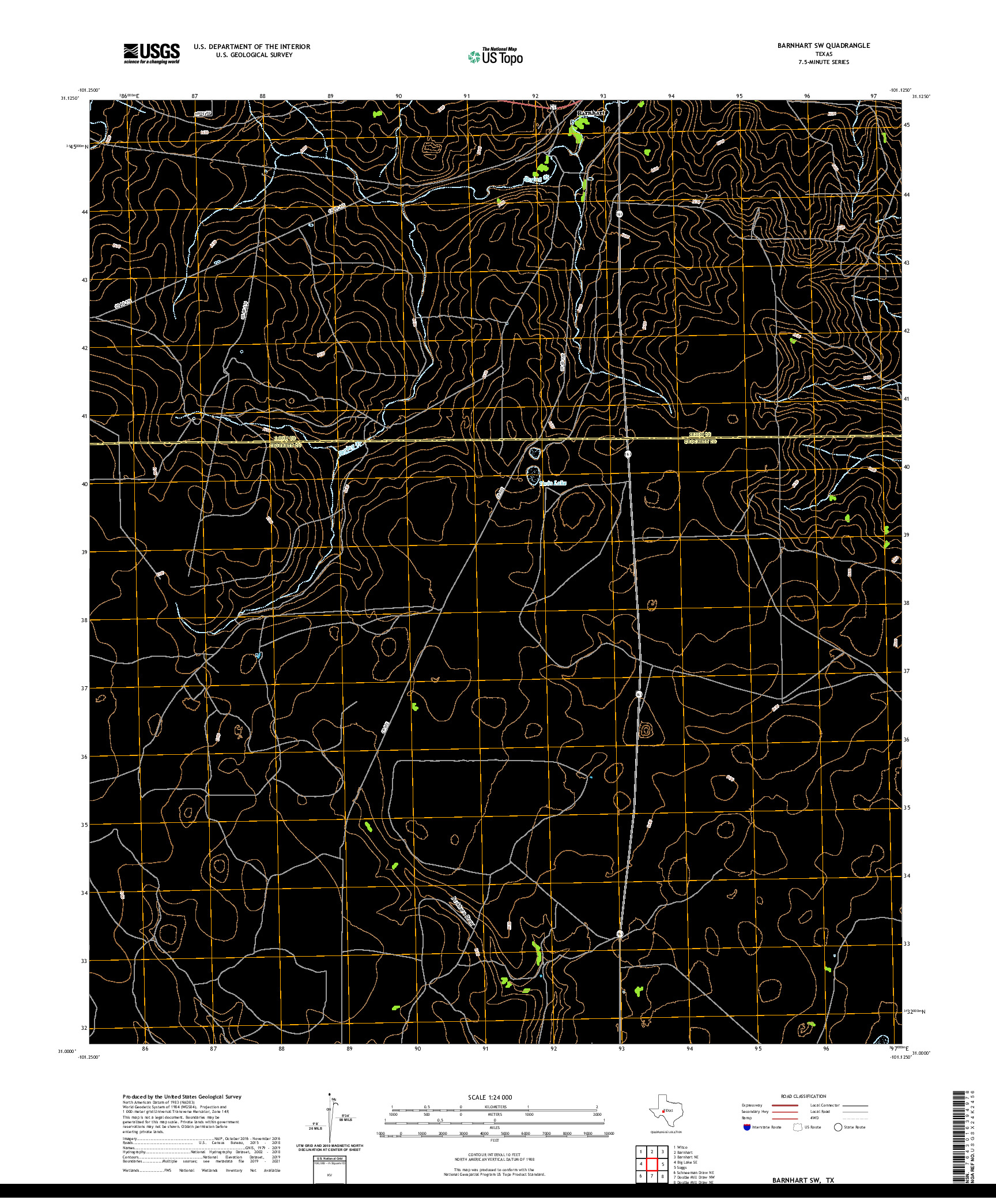 US TOPO 7.5-MINUTE MAP FOR BARNHART SW, TX