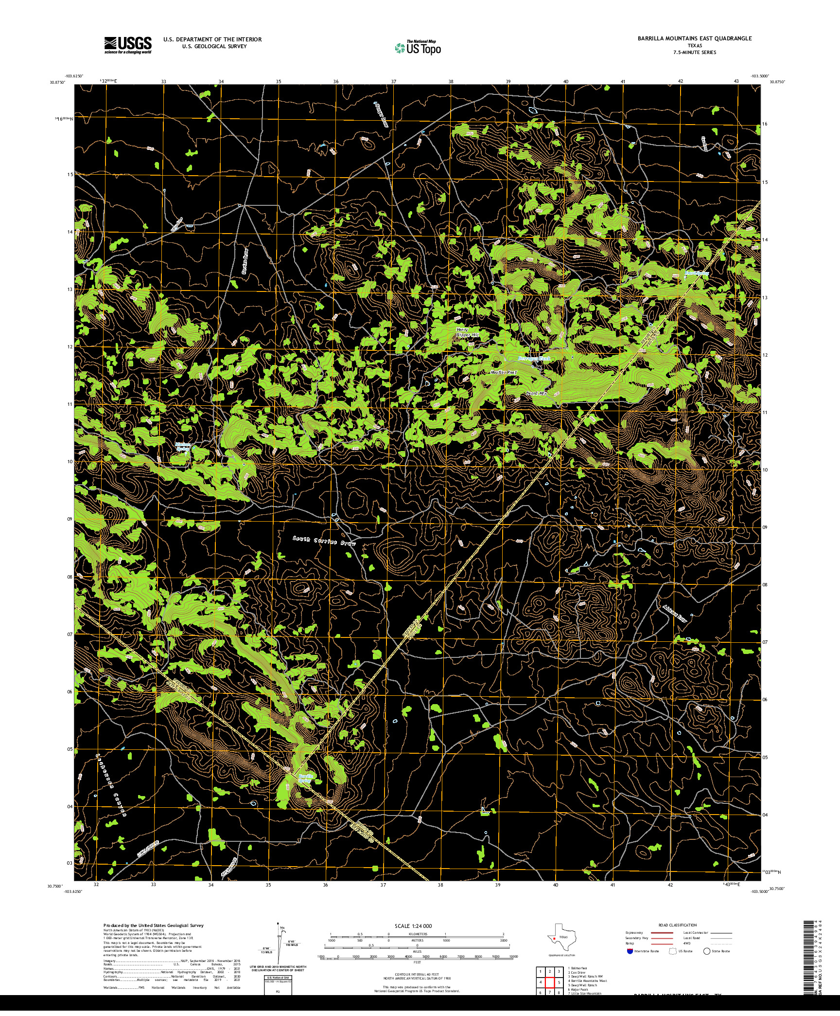 US TOPO 7.5-MINUTE MAP FOR BARRILLA MOUNTAINS EAST, TX