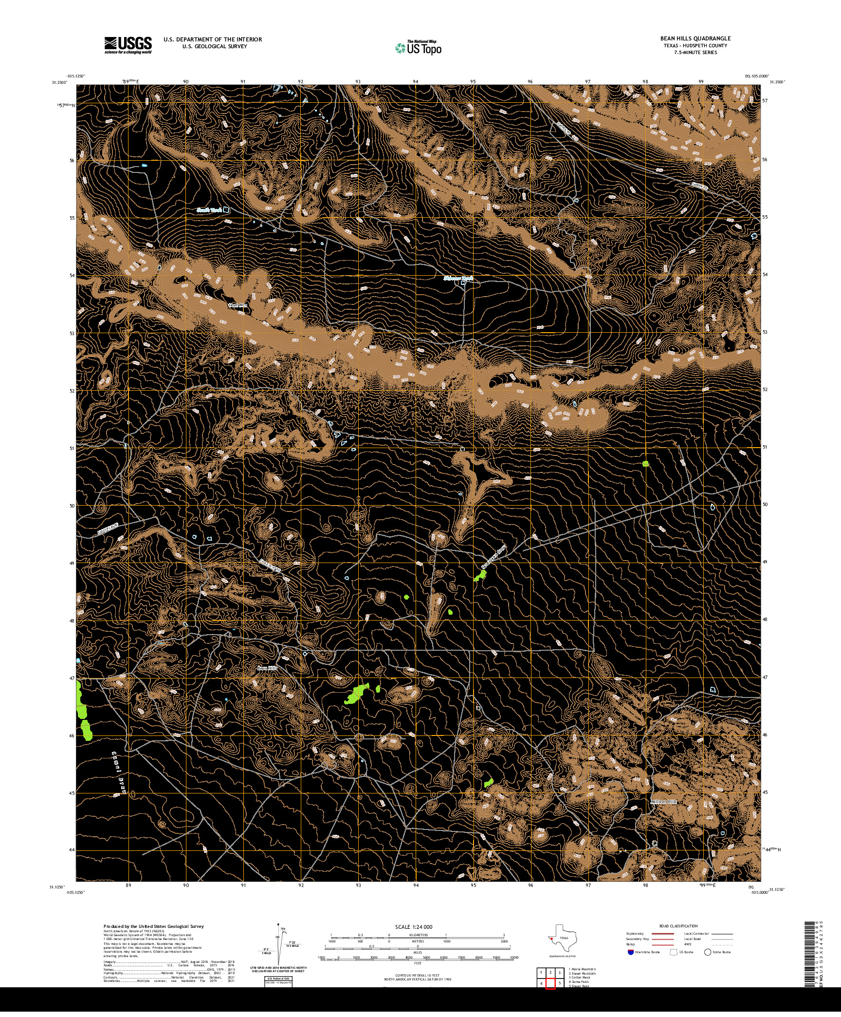 US TOPO 7.5-MINUTE MAP FOR BEAN HILLS, TX