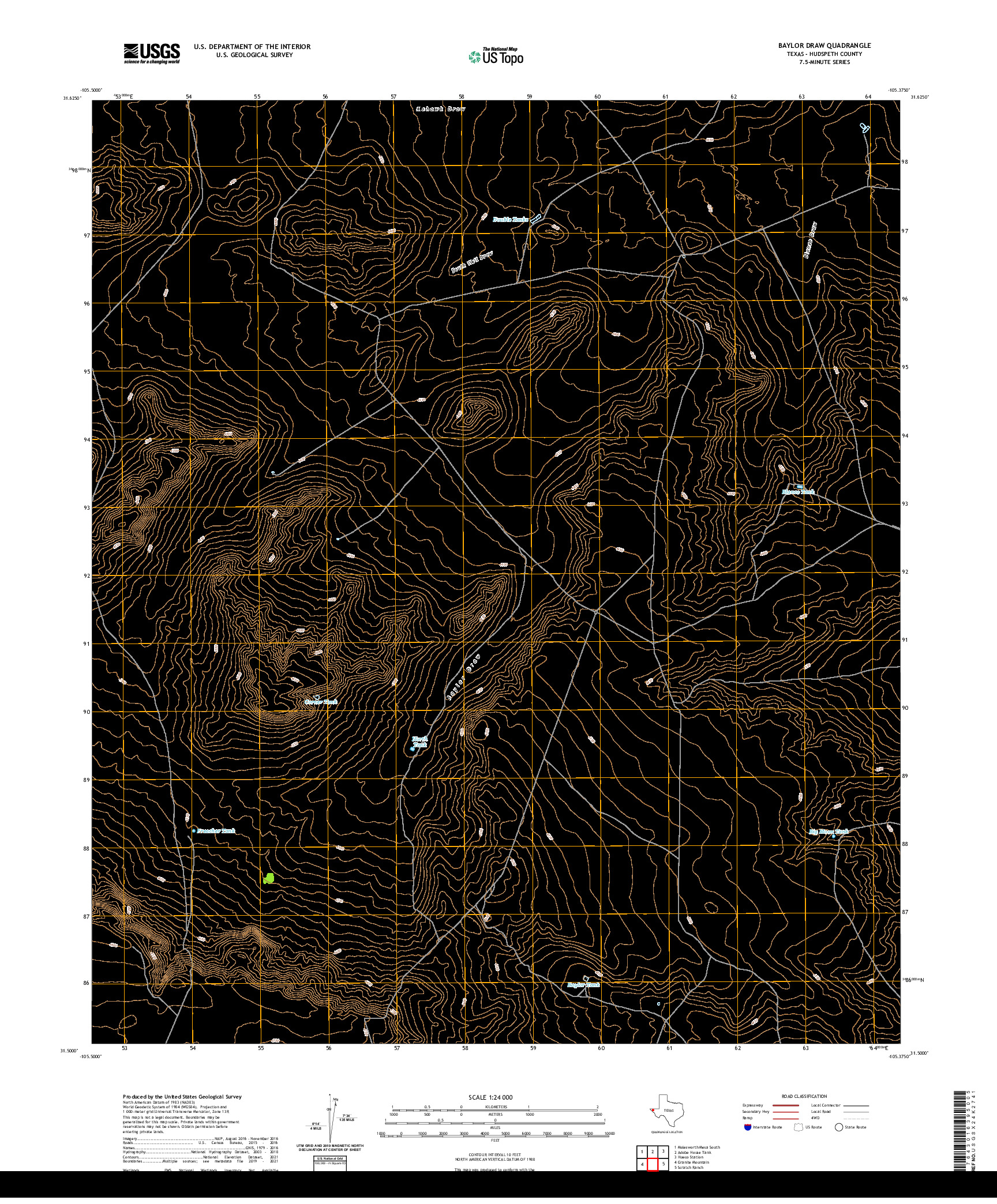 US TOPO 7.5-MINUTE MAP FOR BAYLOR DRAW, TX