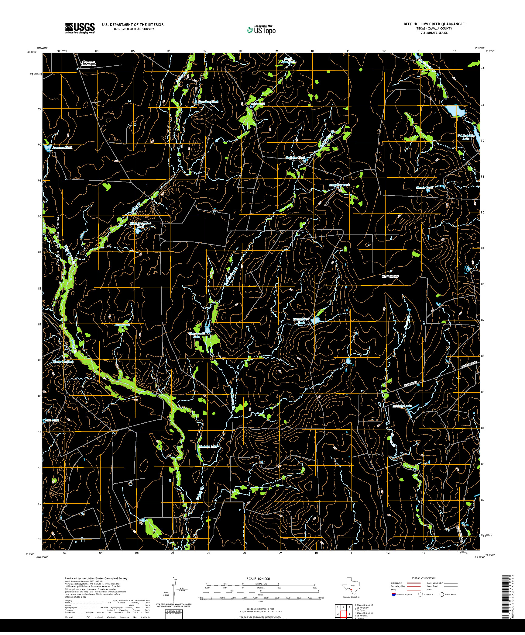 US TOPO 7.5-MINUTE MAP FOR BEEF HOLLOW CREEK, TX