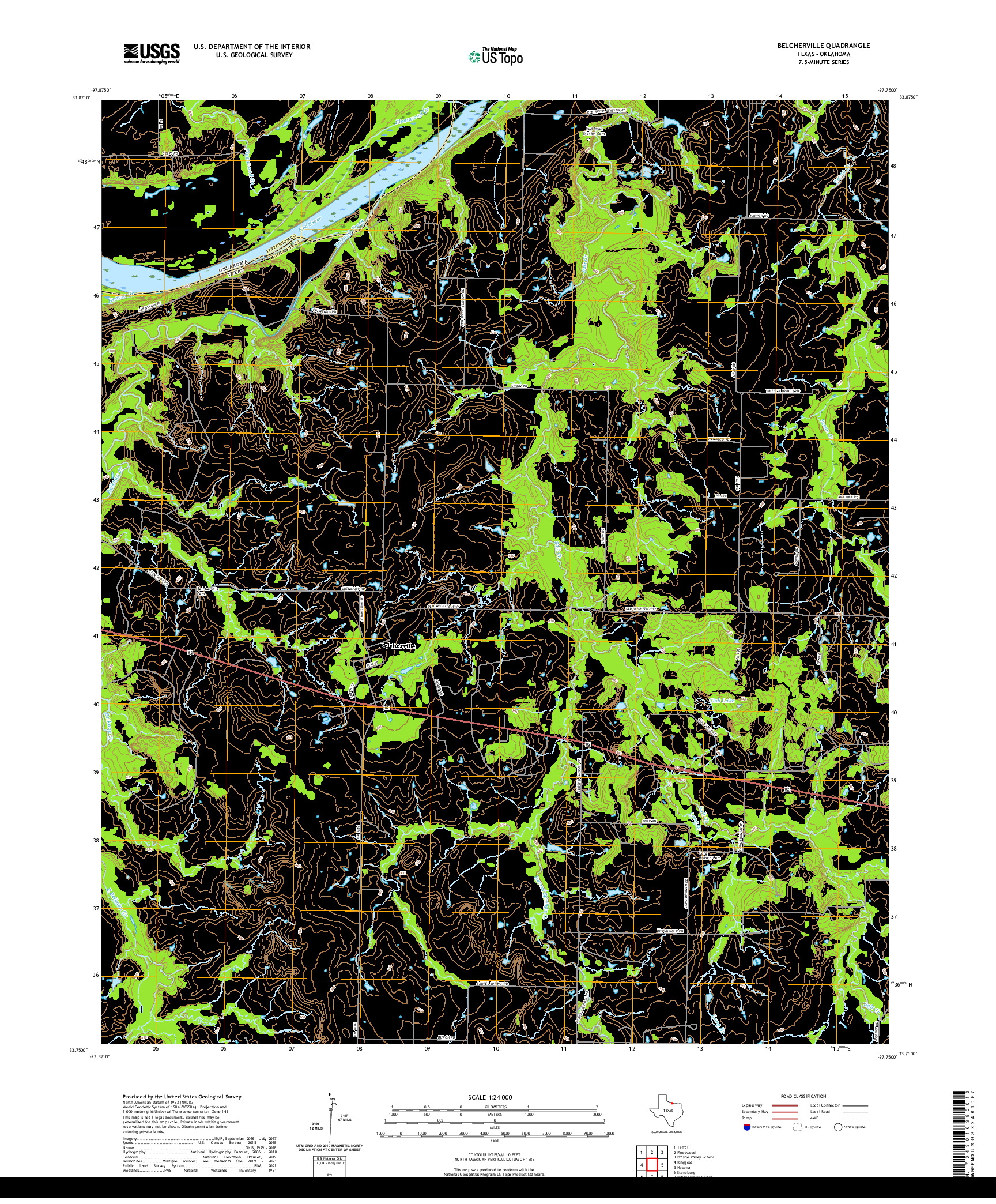 US TOPO 7.5-MINUTE MAP FOR BELCHERVILLE, TX,OK