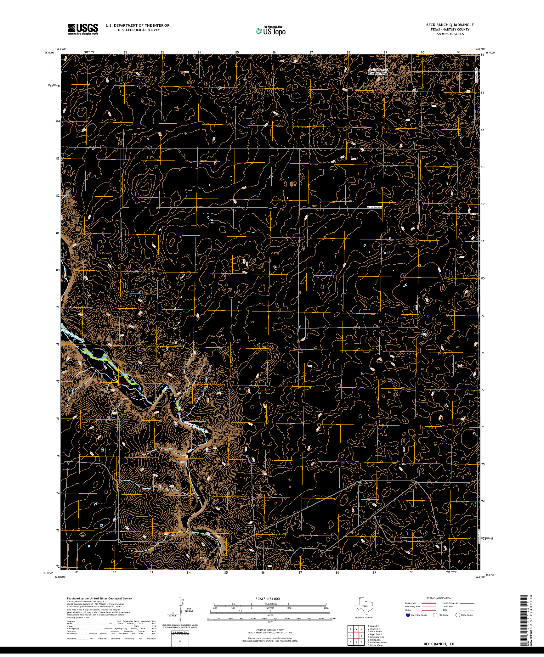 US TOPO 7.5-MINUTE MAP FOR BECK RANCH, TX