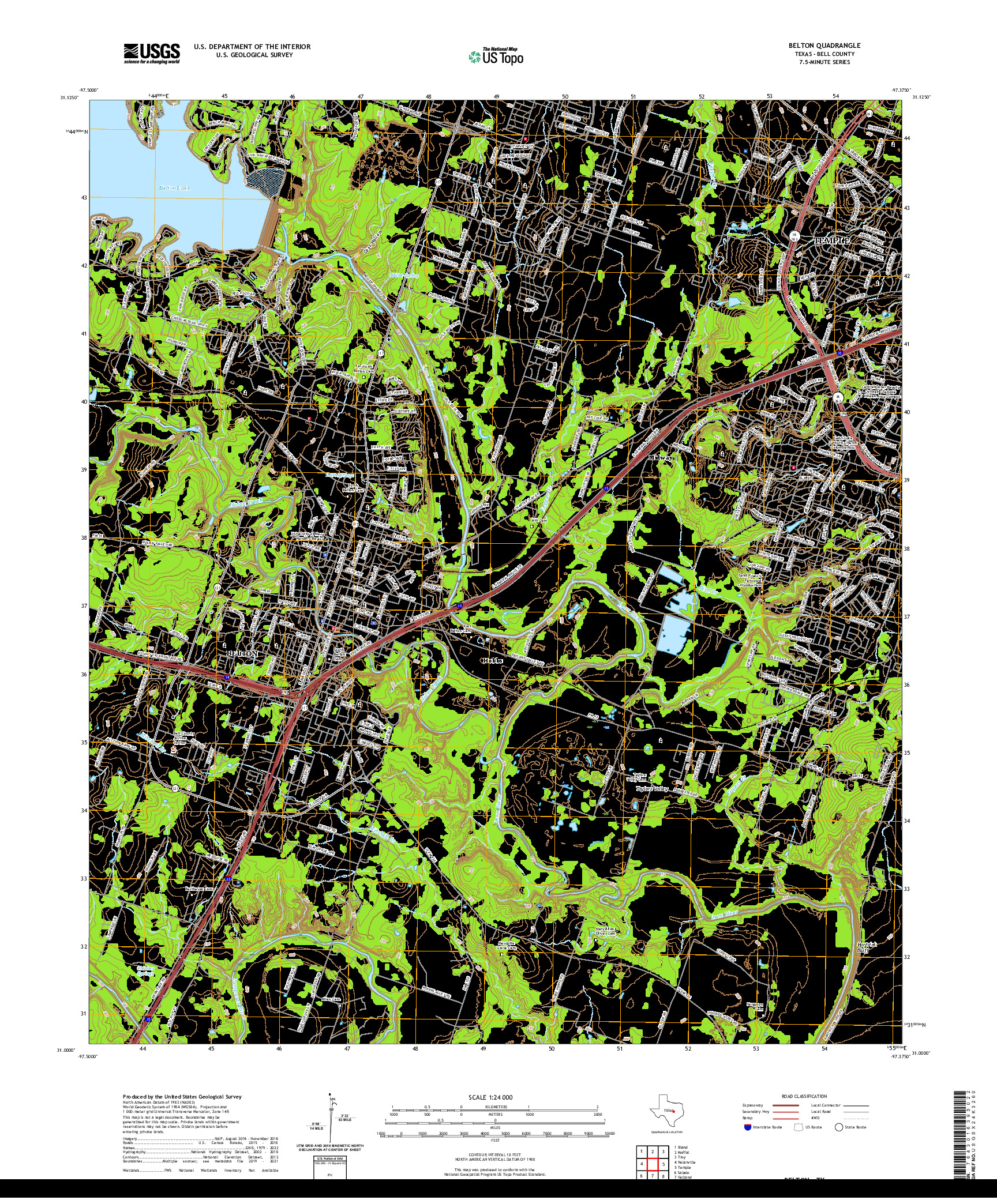 US TOPO 7.5-MINUTE MAP FOR BELTON, TX