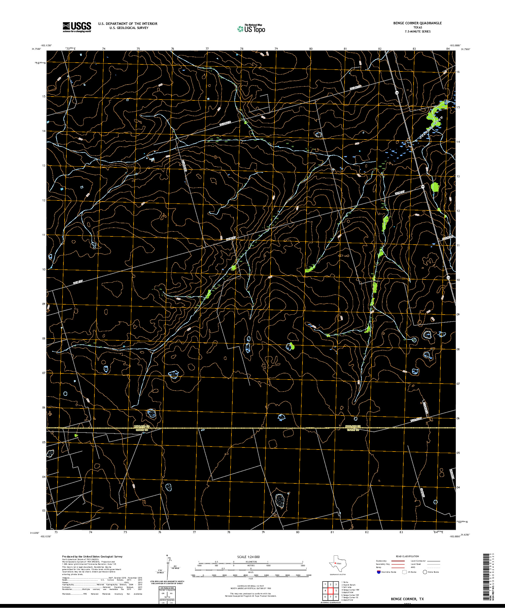 US TOPO 7.5-MINUTE MAP FOR BENGE CORNER, TX