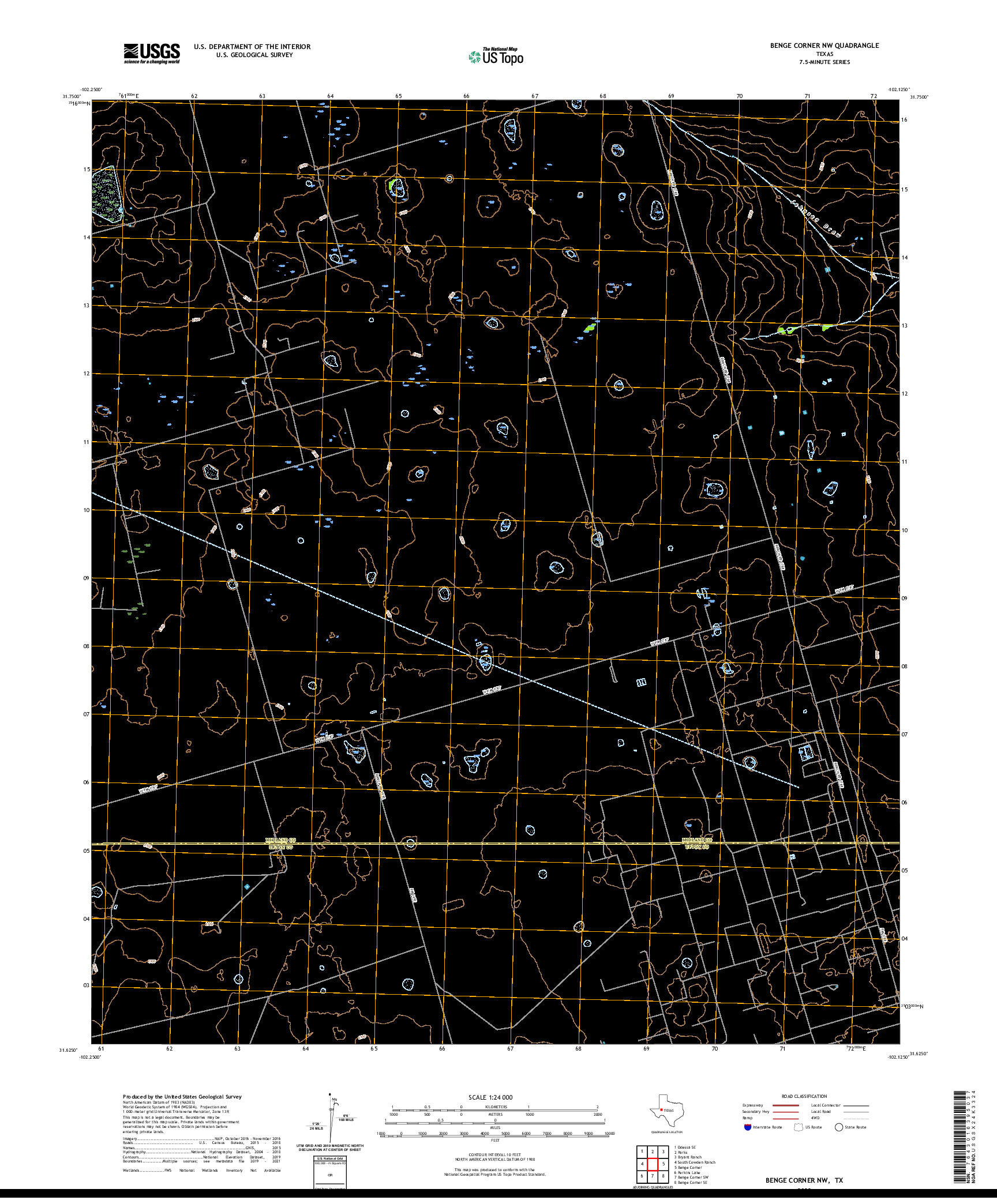 US TOPO 7.5-MINUTE MAP FOR BENGE CORNER NW, TX