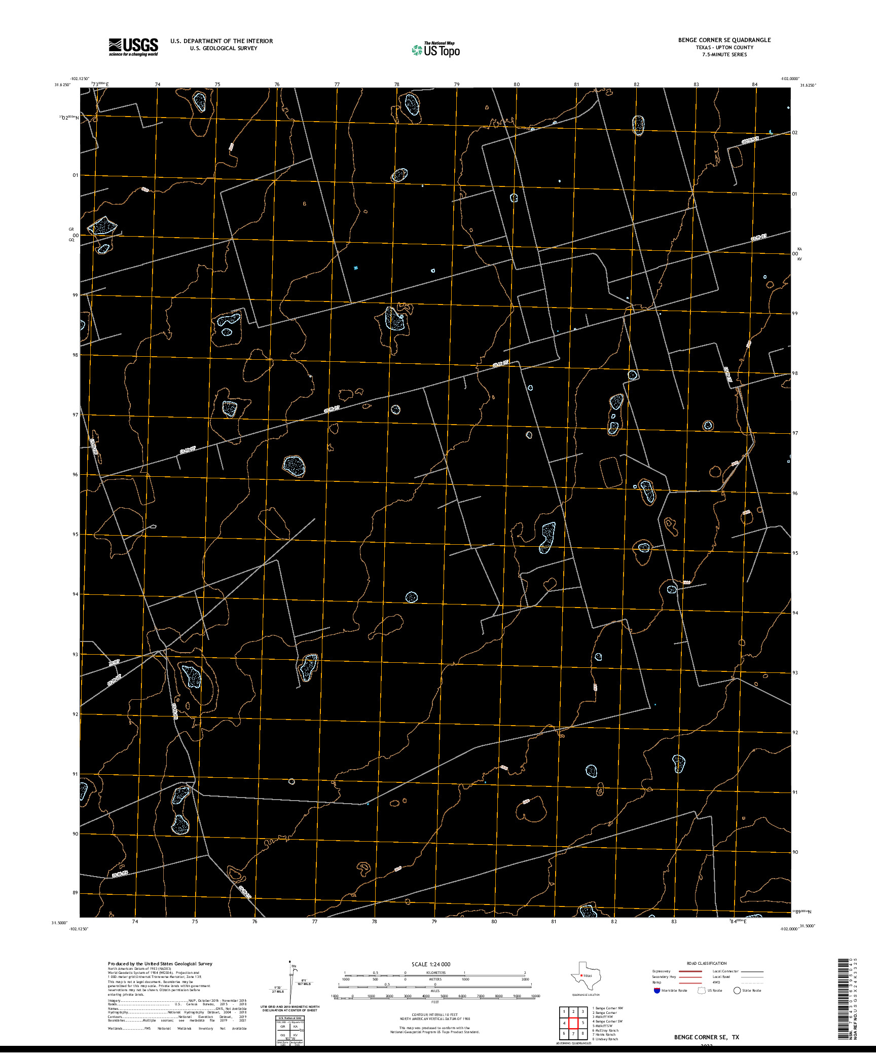 US TOPO 7.5-MINUTE MAP FOR BENGE CORNER SE, TX