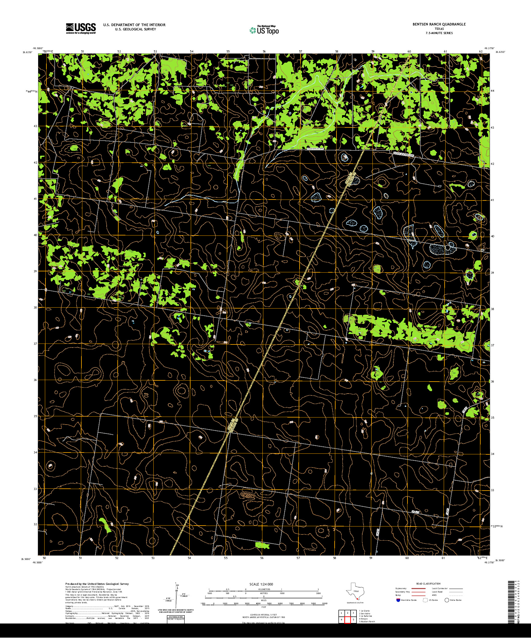 US TOPO 7.5-MINUTE MAP FOR BENTSEN RANCH, TX