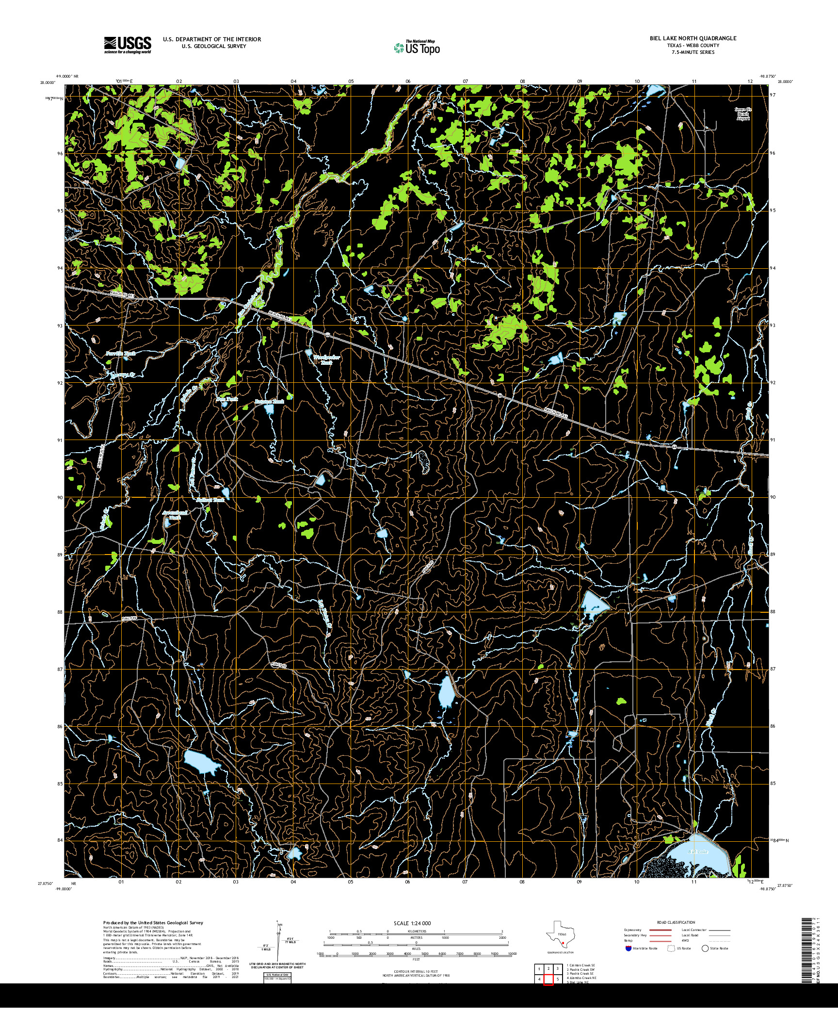 US TOPO 7.5-MINUTE MAP FOR BIEL LAKE NORTH, TX