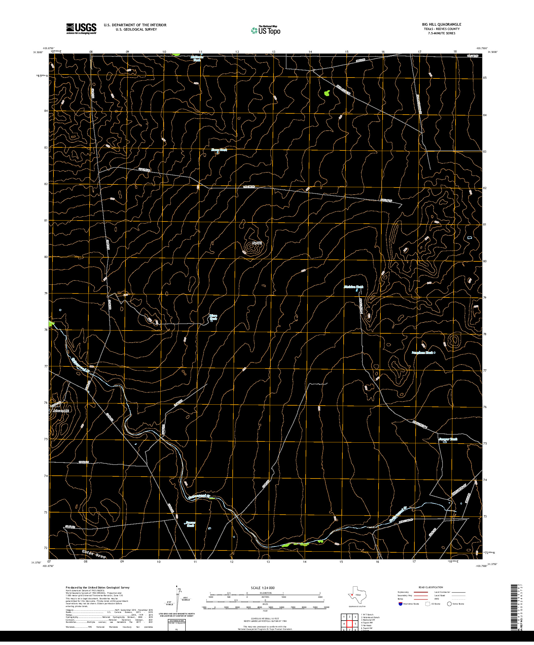 US TOPO 7.5-MINUTE MAP FOR BIG HILL, TX