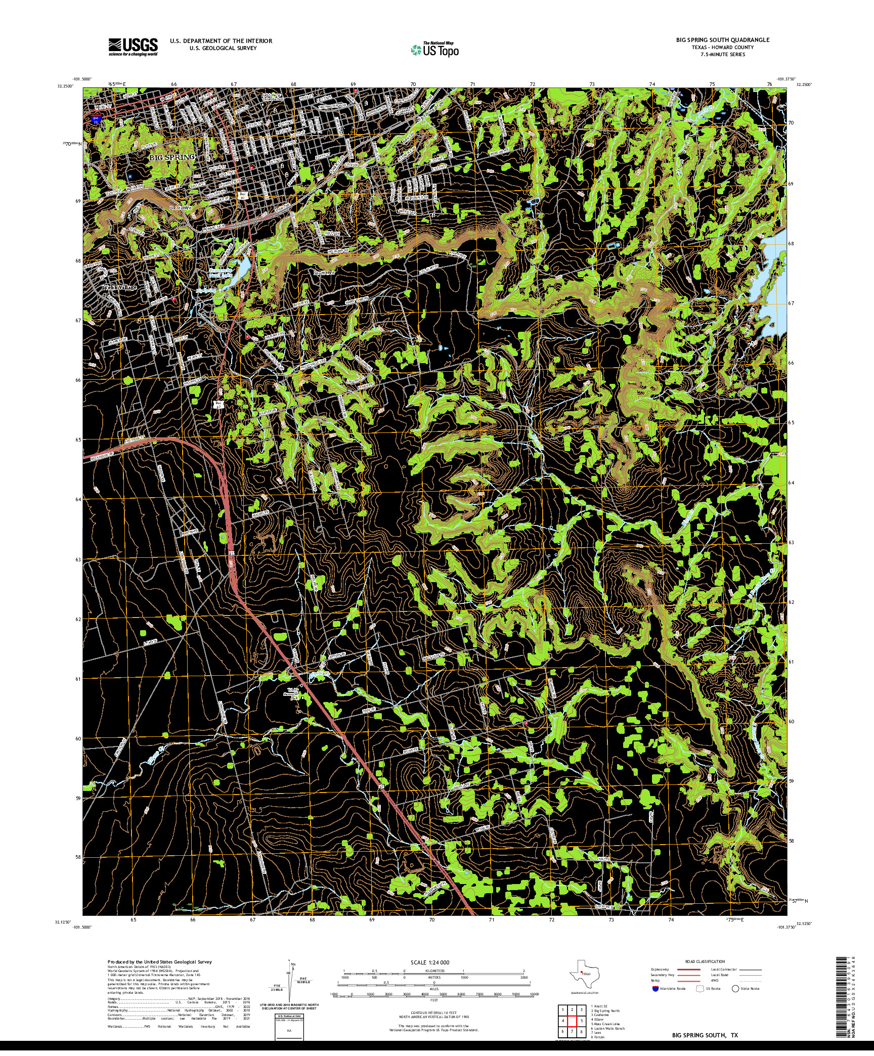 US TOPO 7.5-MINUTE MAP FOR BIG SPRING SOUTH, TX