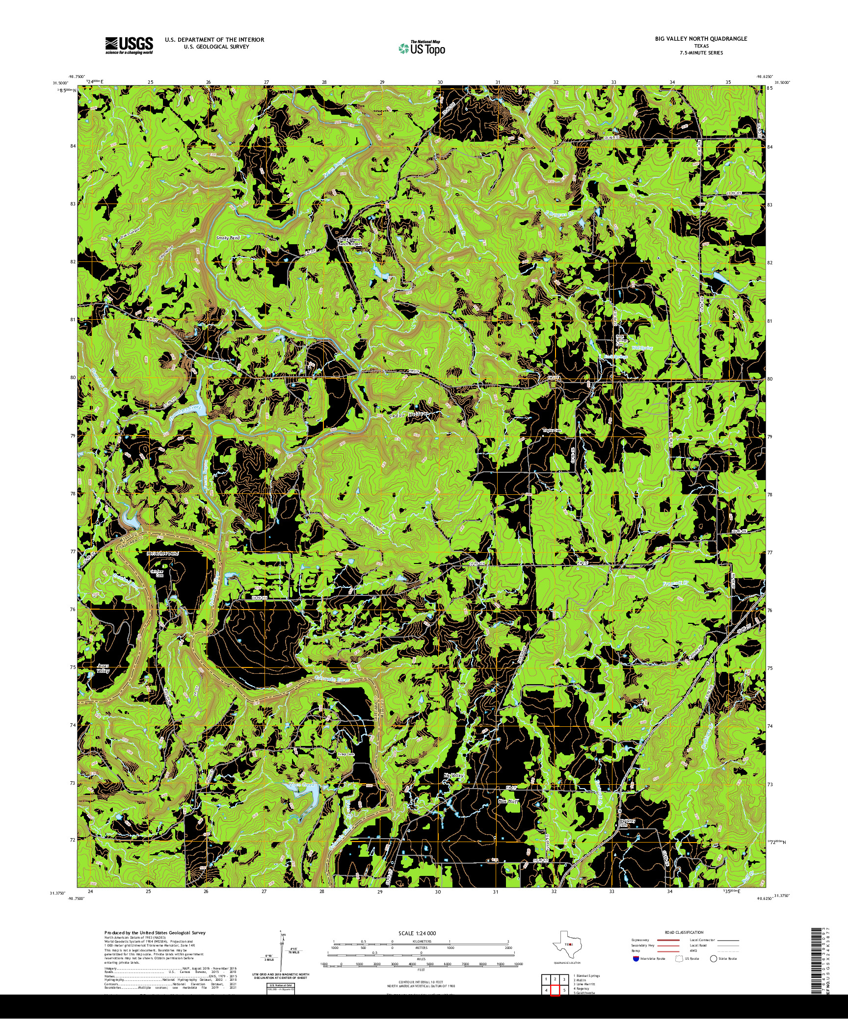 US TOPO 7.5-MINUTE MAP FOR BIG VALLEY NORTH, TX