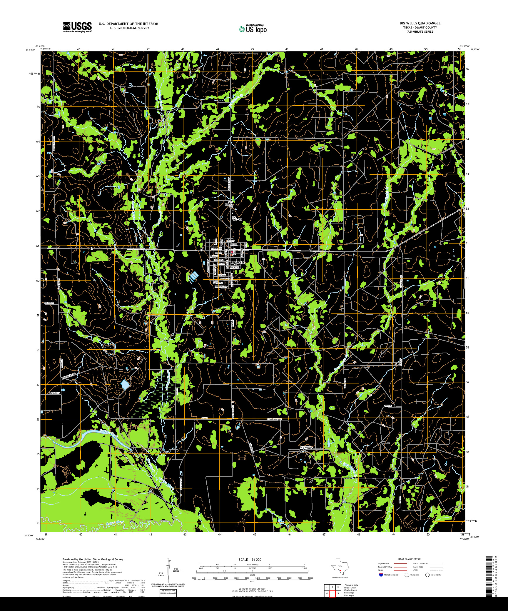 US TOPO 7.5-MINUTE MAP FOR BIG WELLS, TX