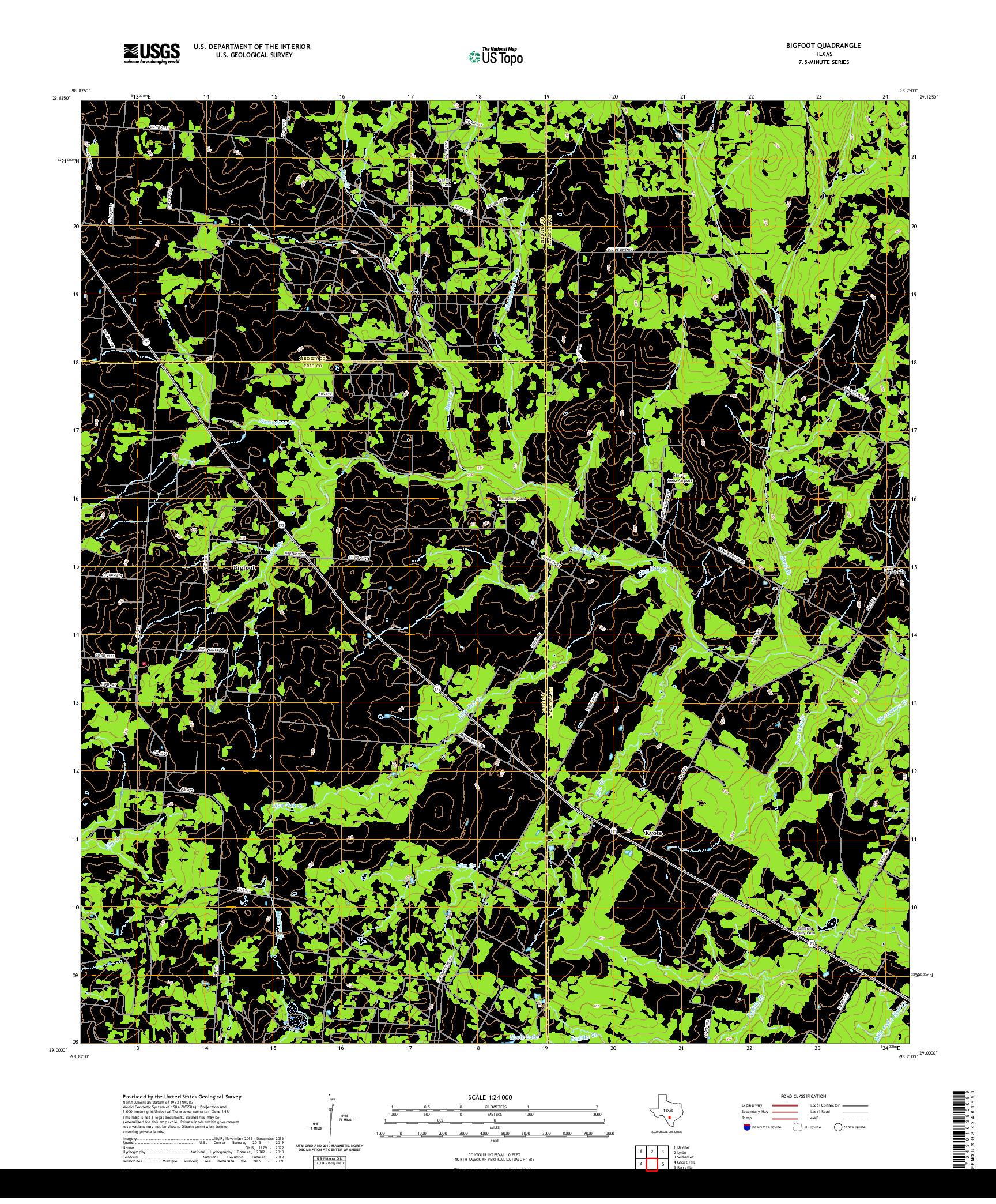 US TOPO 7.5-MINUTE MAP FOR BIGFOOT, TX