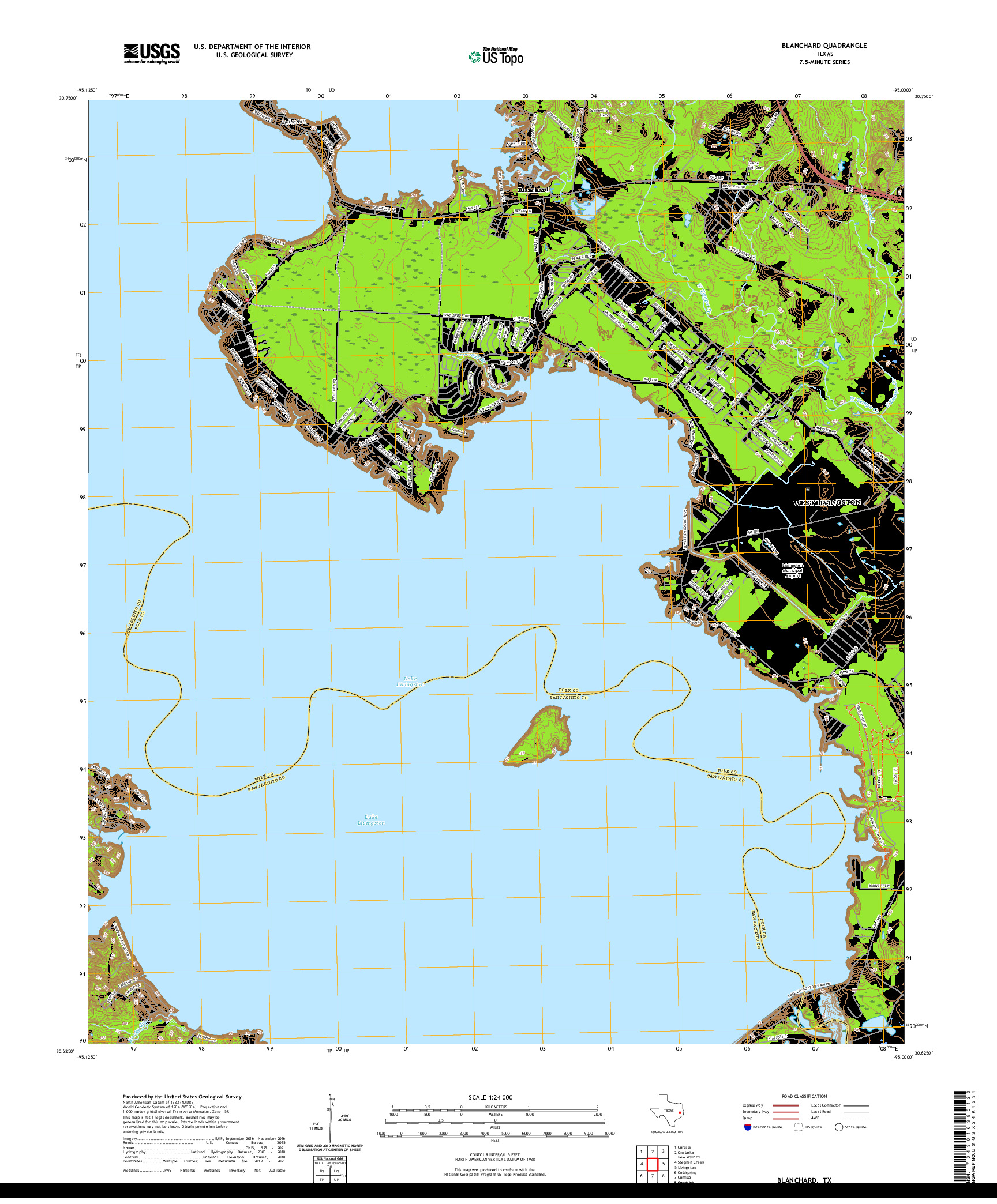 US TOPO 7.5-MINUTE MAP FOR BLANCHARD, TX