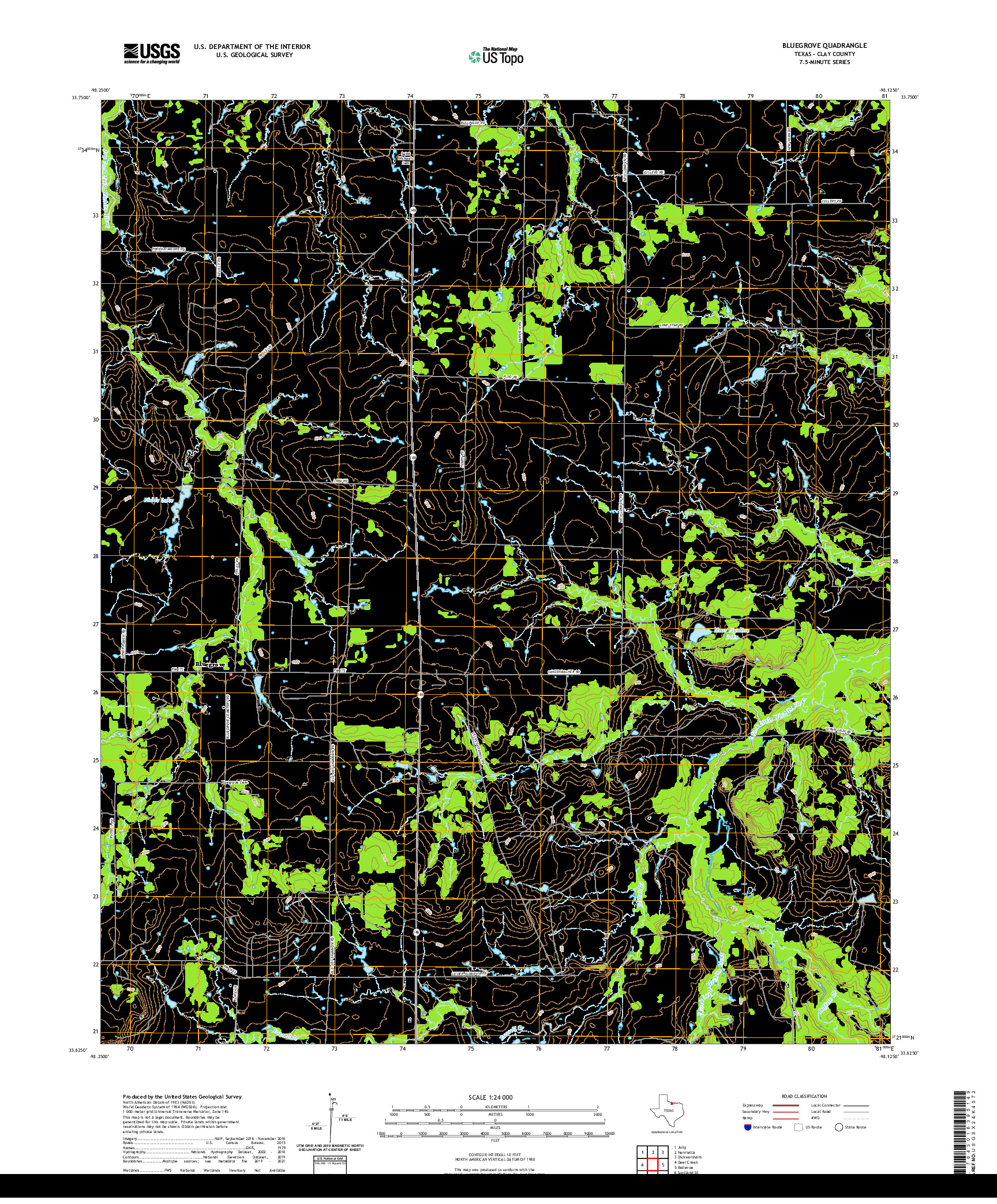 US TOPO 7.5-MINUTE MAP FOR BLUEGROVE, TX