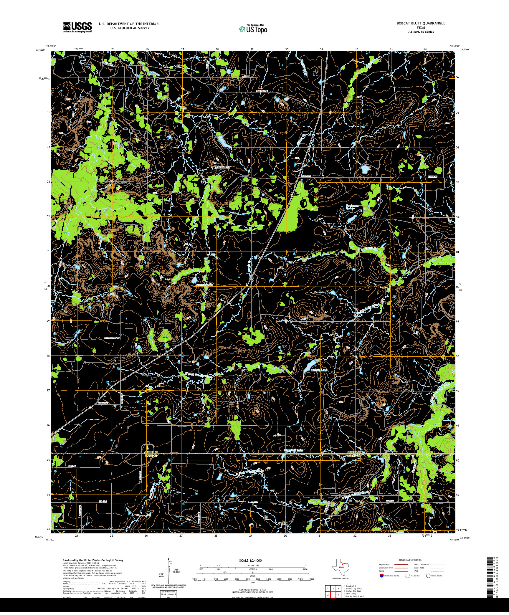 US TOPO 7.5-MINUTE MAP FOR BOBCAT BLUFF, TX