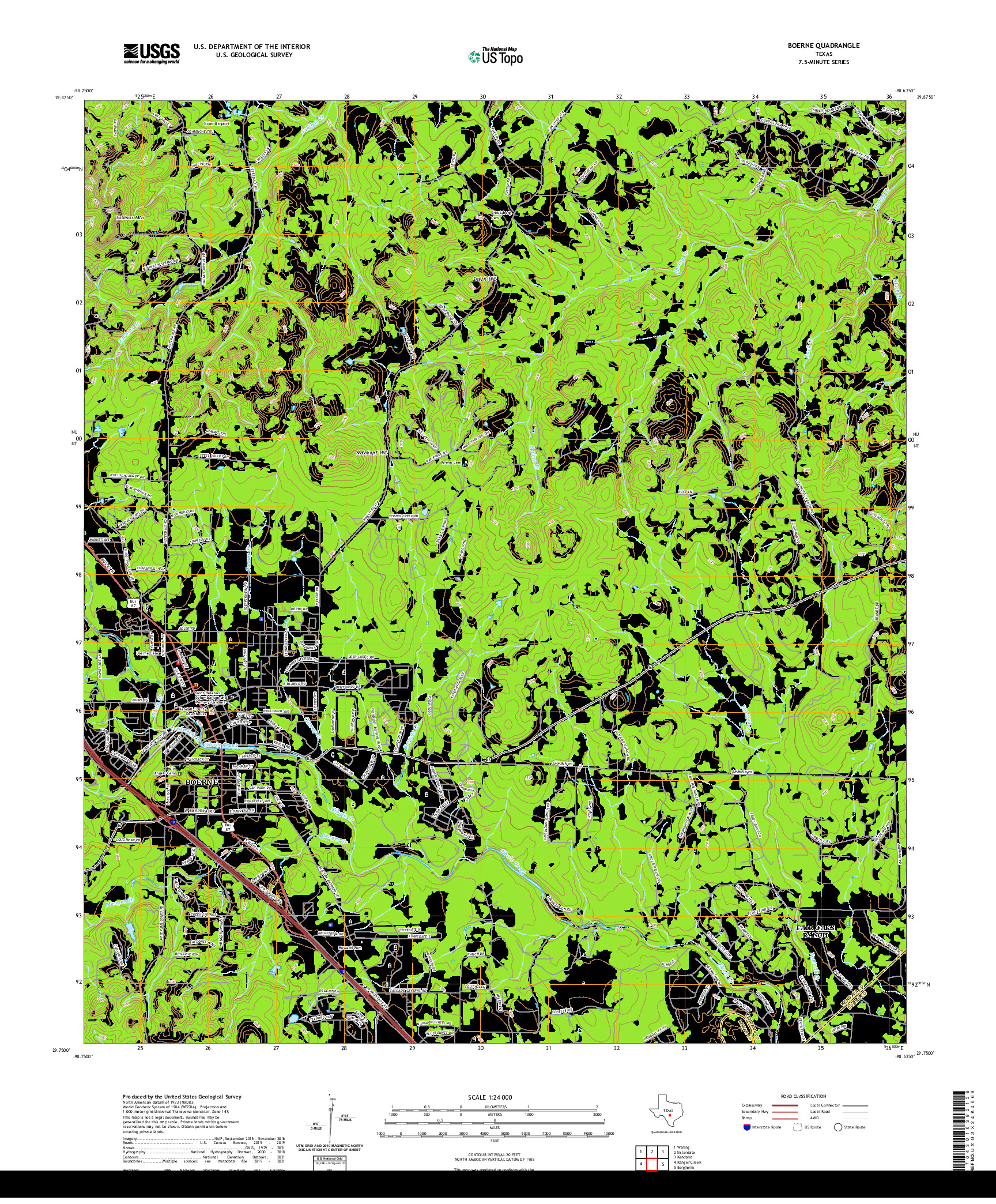 US TOPO 7.5-MINUTE MAP FOR BOERNE, TX