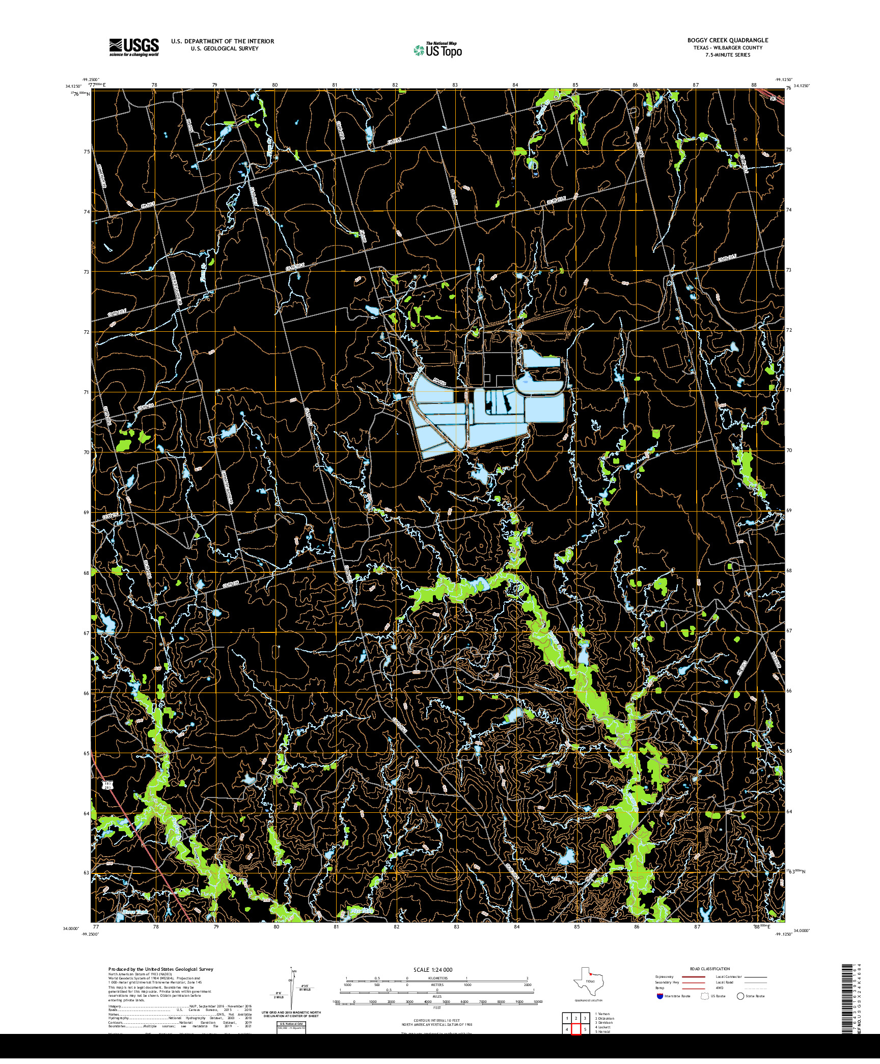 US TOPO 7.5-MINUTE MAP FOR BOGGY CREEK, TX